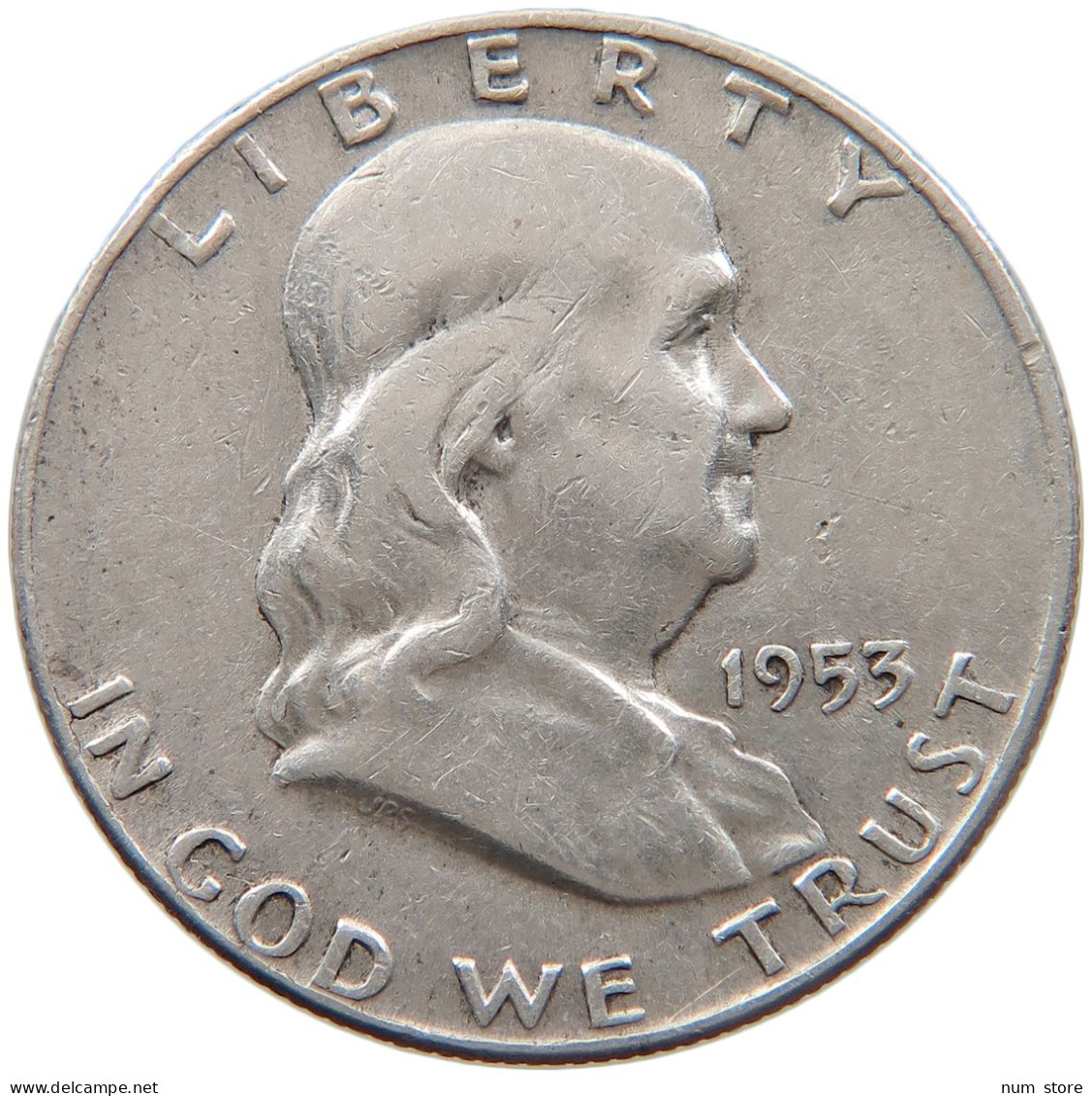 UNITED STATES OF AMERICA 1/2 DOLLAR 1953 D FRANKLIN #s093 0015 - 1948-1963: Franklin