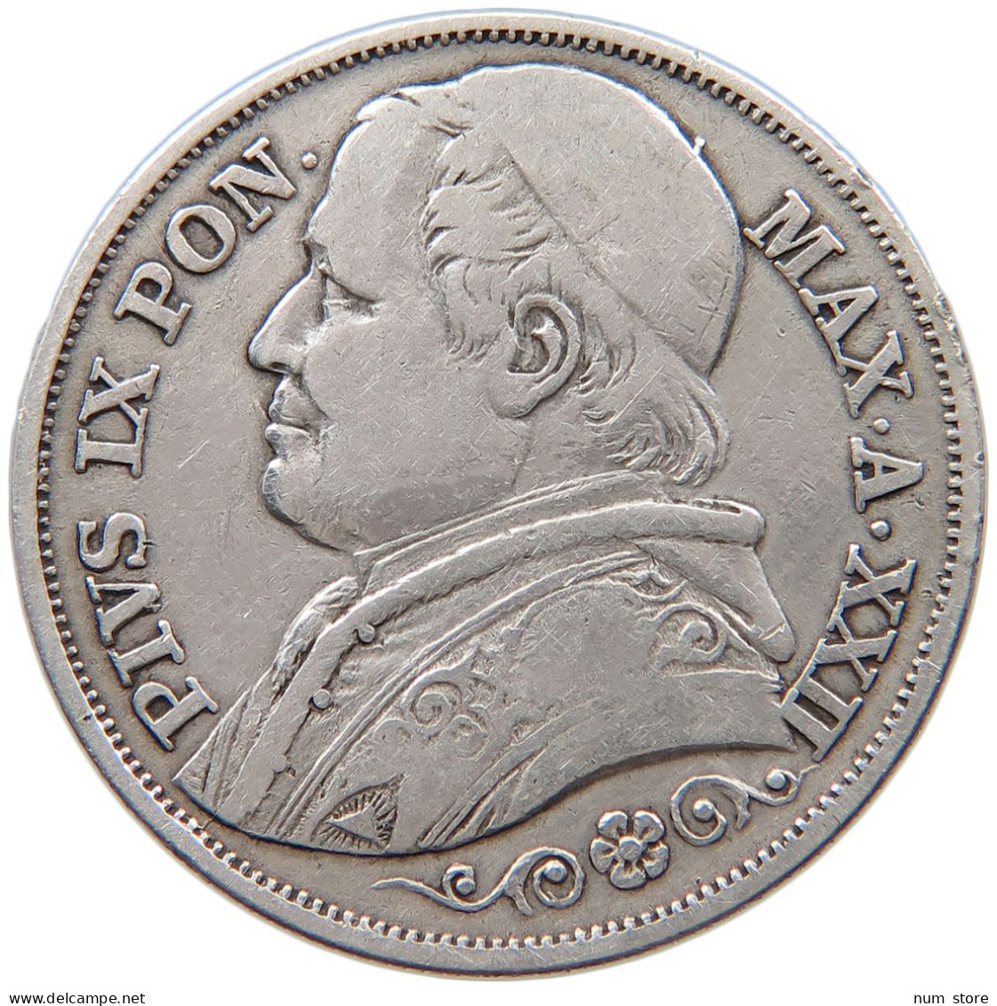 VATICAN 2 LIRE 1867 Pius IX. 1846-1878. #t029 0389 - Vaticano