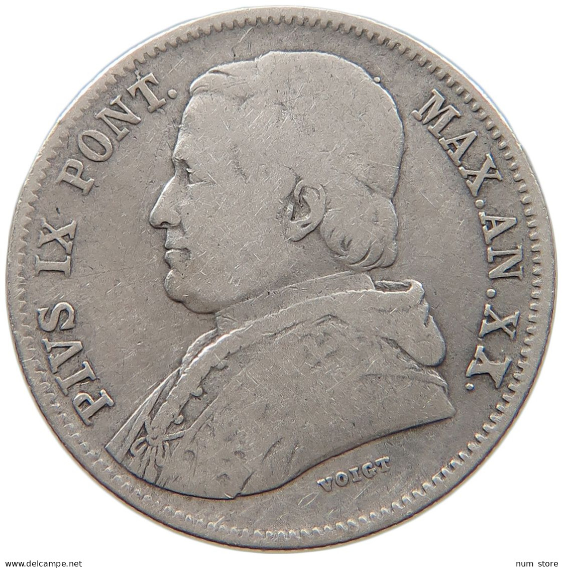 VATICAN 20 BAIOCCHI 1865 R Pius IX. 1846-1878. #s101 0369 - Vaticano