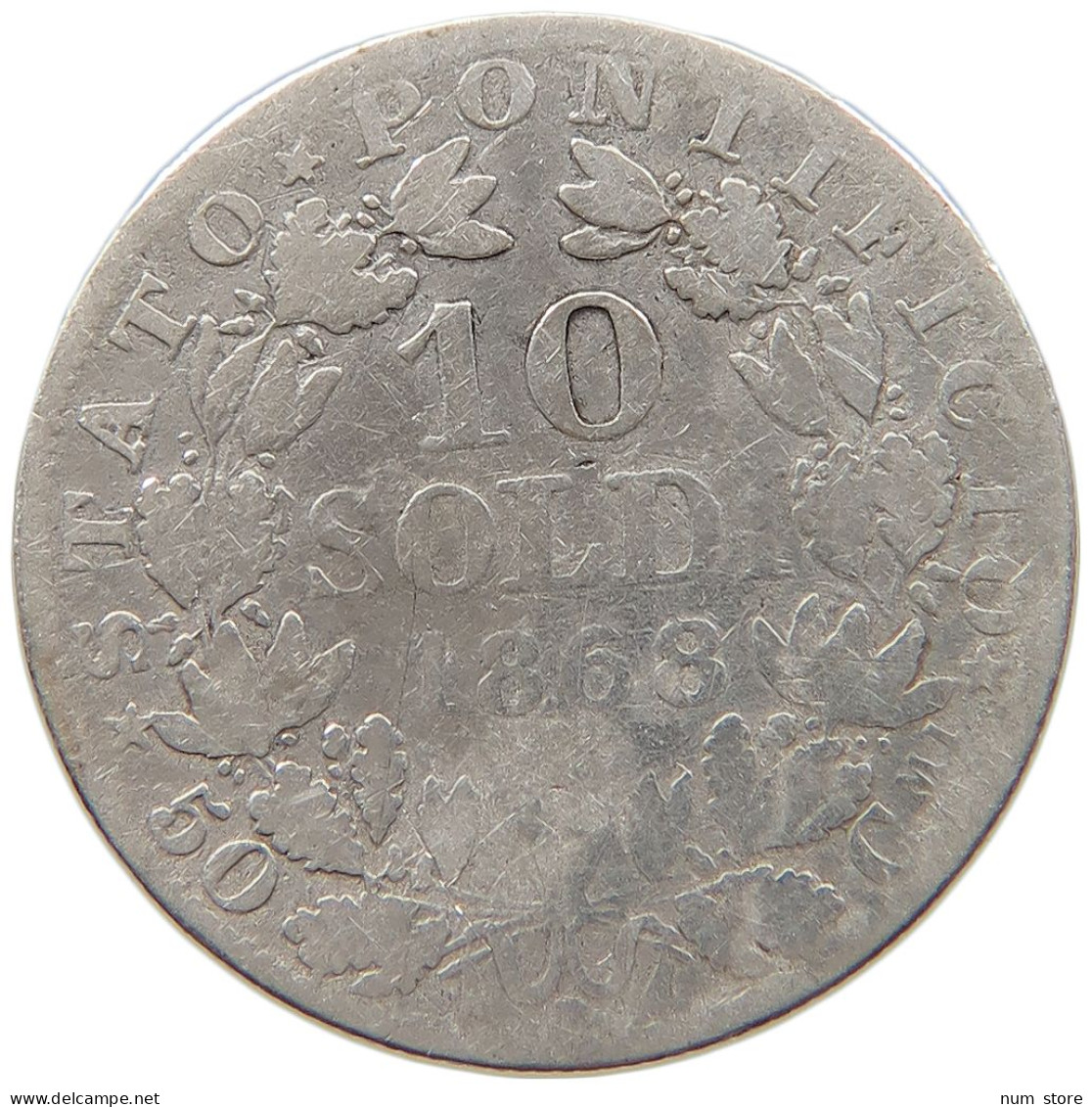 VATICAN 10 SOLDI 1868 Pius IX. 1846-1878. #s101 0087 - Vaticano