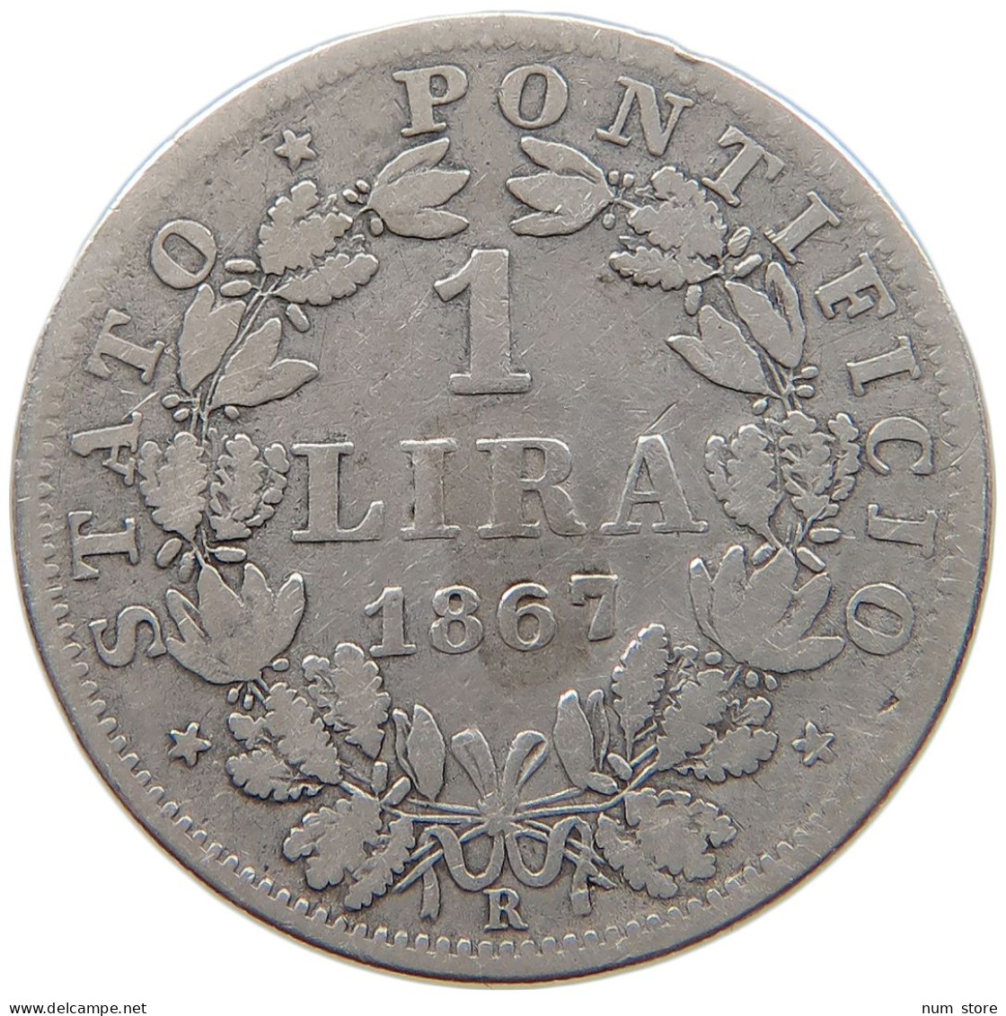 VATICAN 1 LIRA 1867 Pius IX. 1846-1878. #s101 0347 - Vaticano