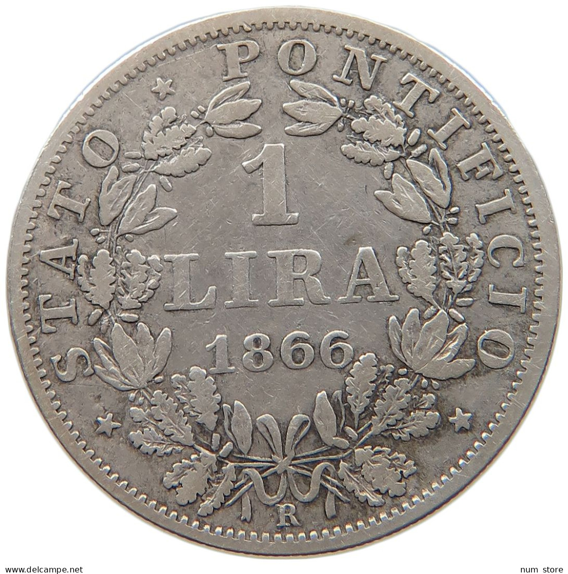 VATICAN 1 LIRA 1866 Pius IX. 1846-1878. #s101 0351 - Vaticano