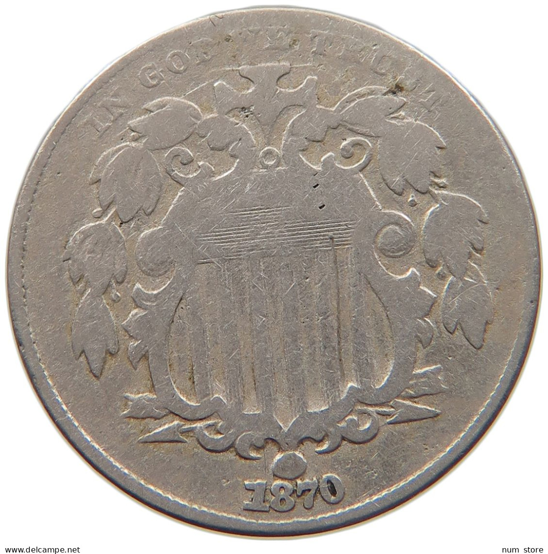 UNITED STATES OF AMERICA NICKEL 1870 #s093 0135 - 1866-83: Shield (Écusson)
