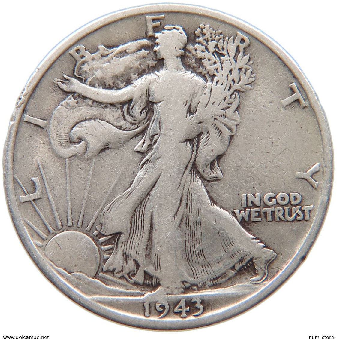 UNITED STATES OF AMERICA HALF DOLLAR 1943 S #s094 0031 - 1916-1947: Liberty Walking (Liberté Marchant)