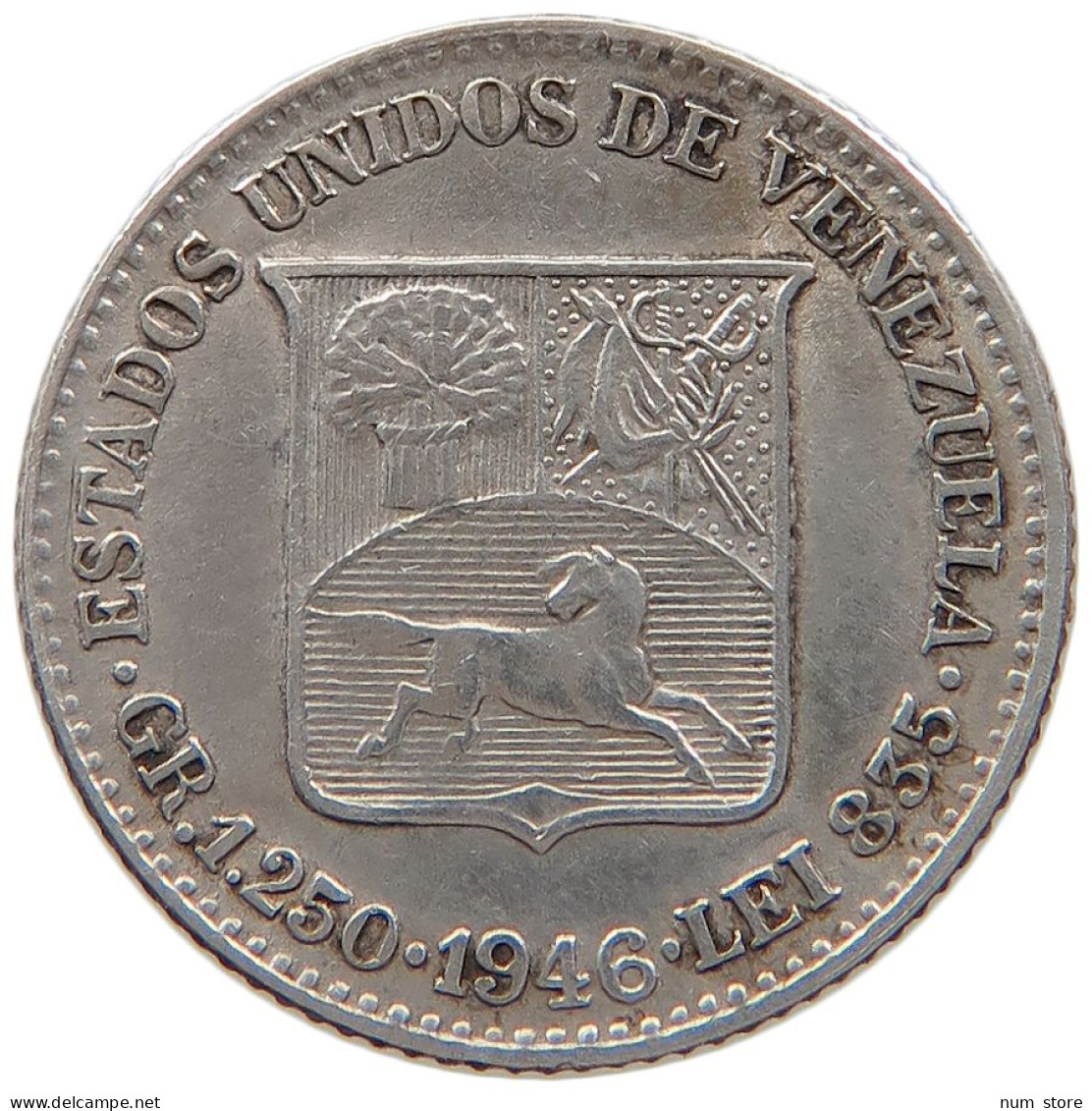 VENEZUELA 1/4 BOLIVAR 1946 #s100 0703 - Venezuela