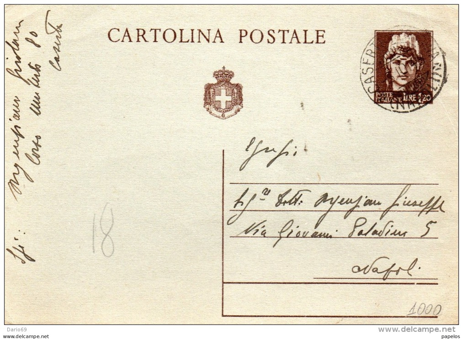 1945  CARTOLINA CON ANNULLO  CASERTA - Entiers Postaux