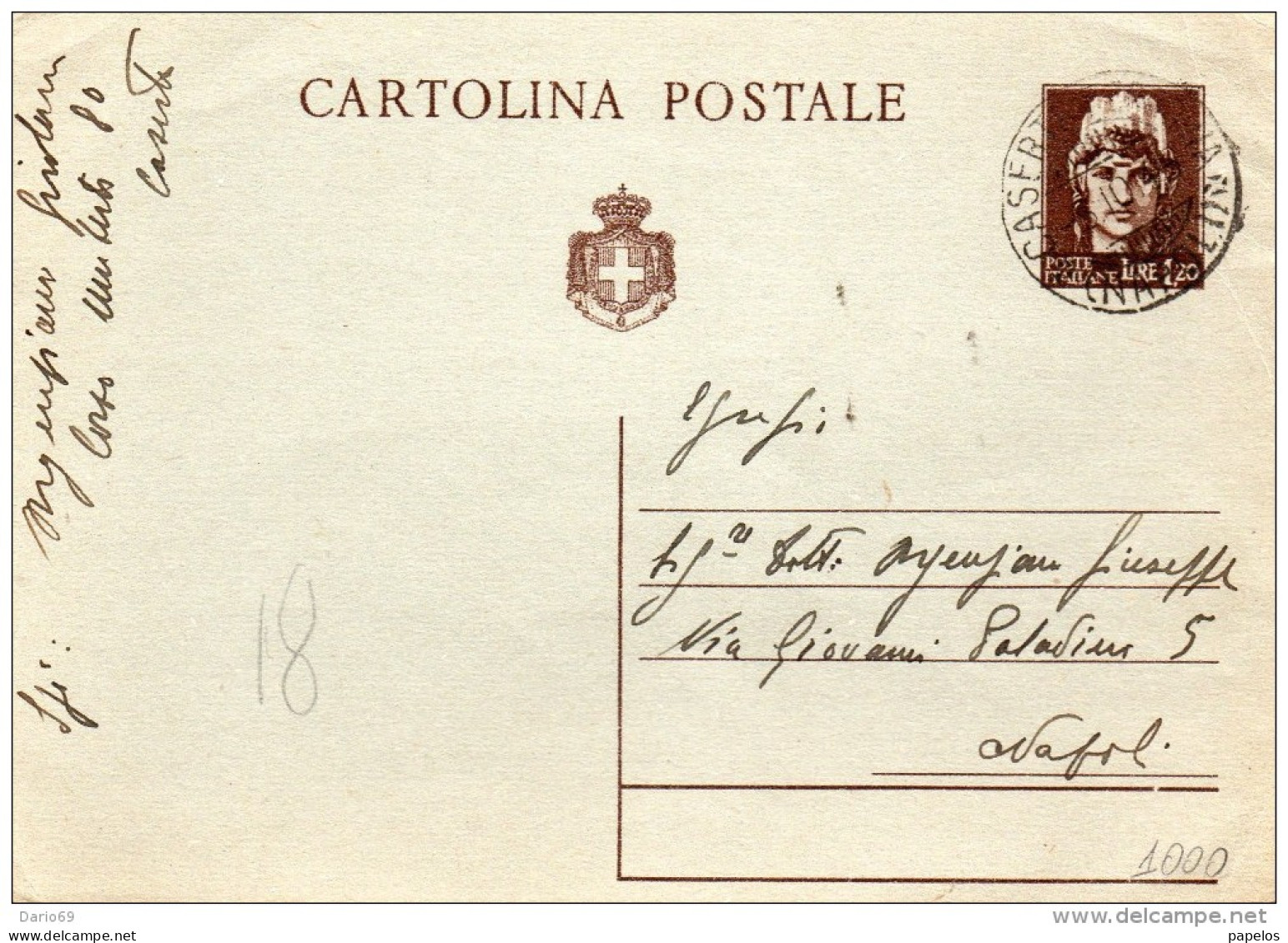 1945  CARTOLINA CON ANNULLO  CASERTA - Ganzsachen