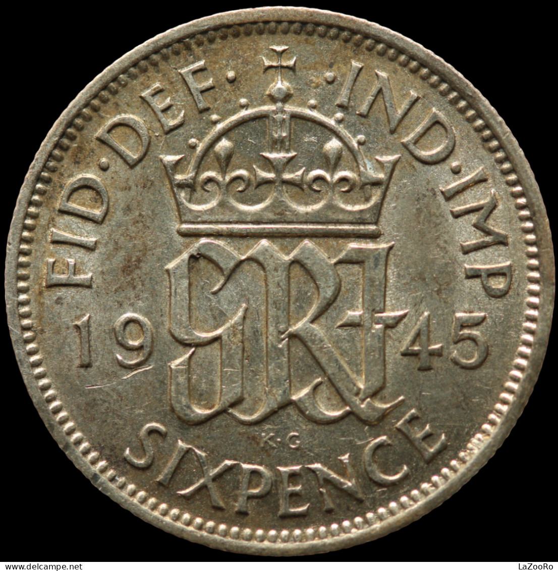 LaZooRo: Great Britain 6 Pence 1945 XF / UNC - Silver - H. 6 Pence