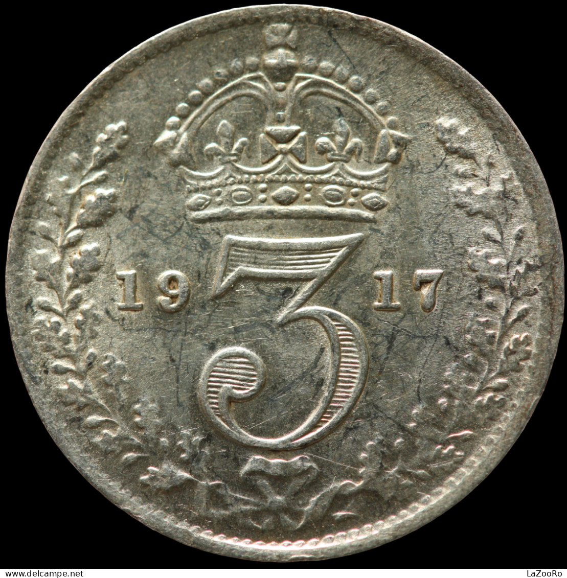 LaZooRo: Great Britain 3 Pence 1917 UNC - Silver - F. 3 Pence