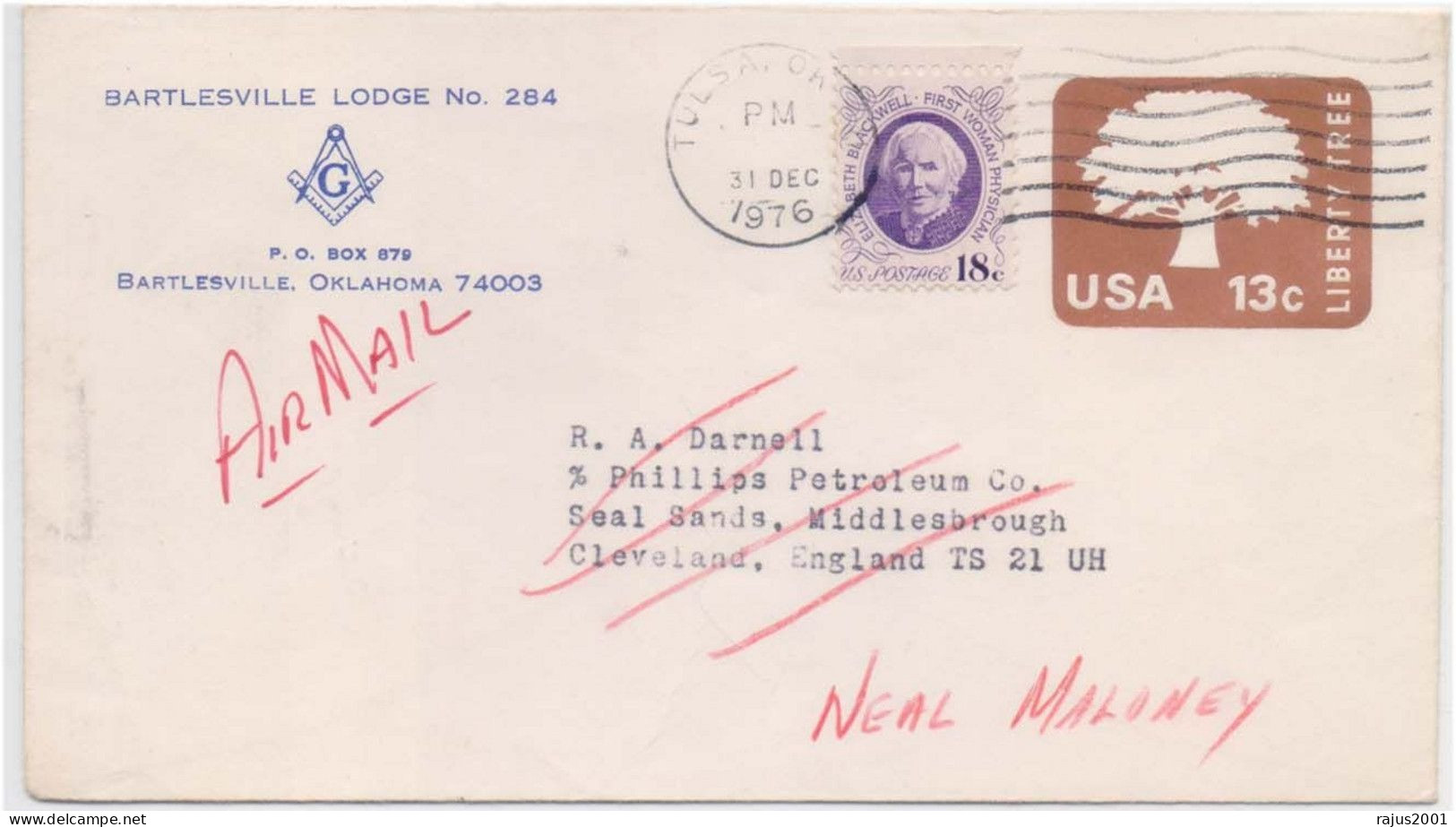 Bartlesville Lodge No. 284, Freemasonry, Masonic, Mason US Cover 1976 - Vrijmetselarij