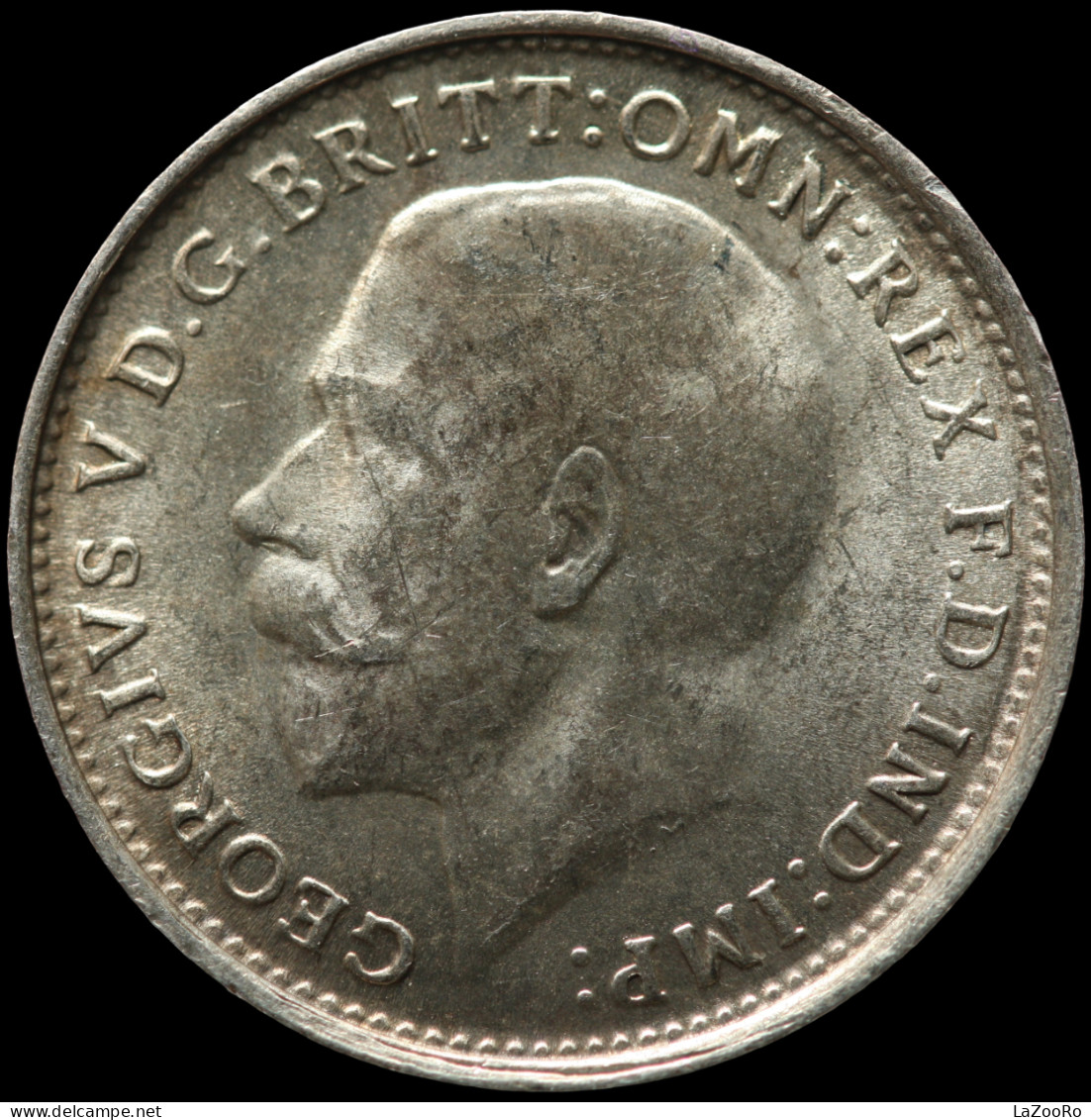 LaZooRo: Great Britain 3 Pence 1917 UNC Die Crack - Silver - F. 3 Pence