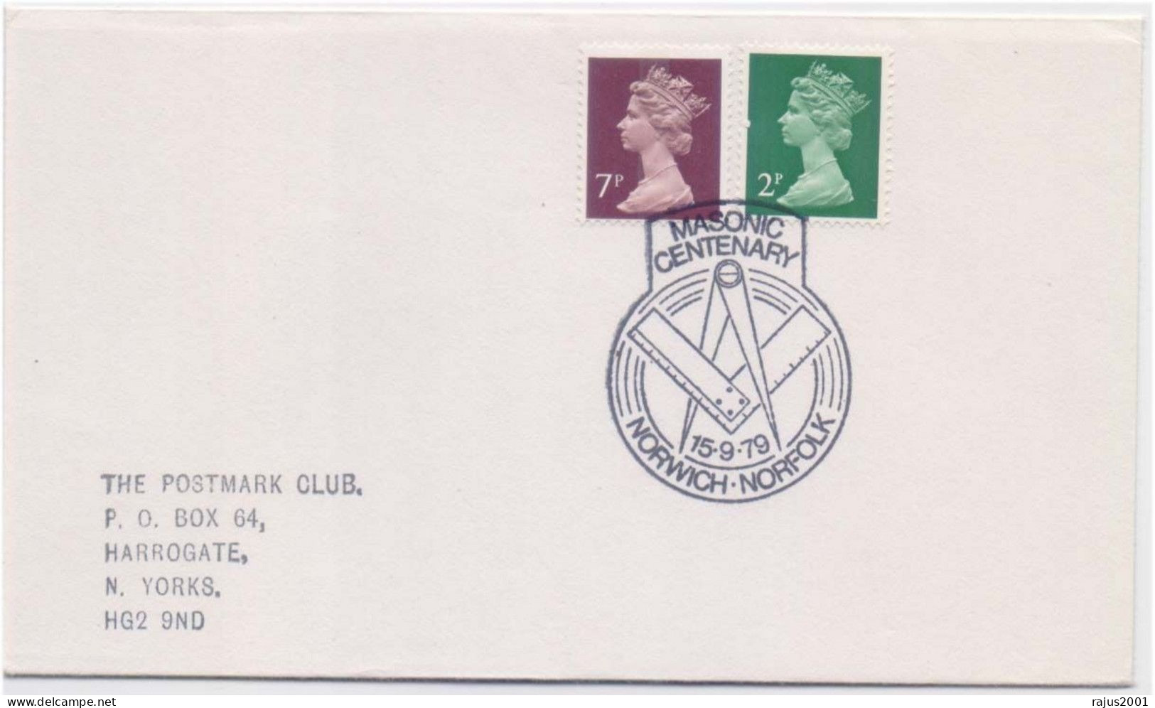 Masonic Centenary, Freemasonry, True Masonic, Great Britain Cover 1979 - Francmasonería