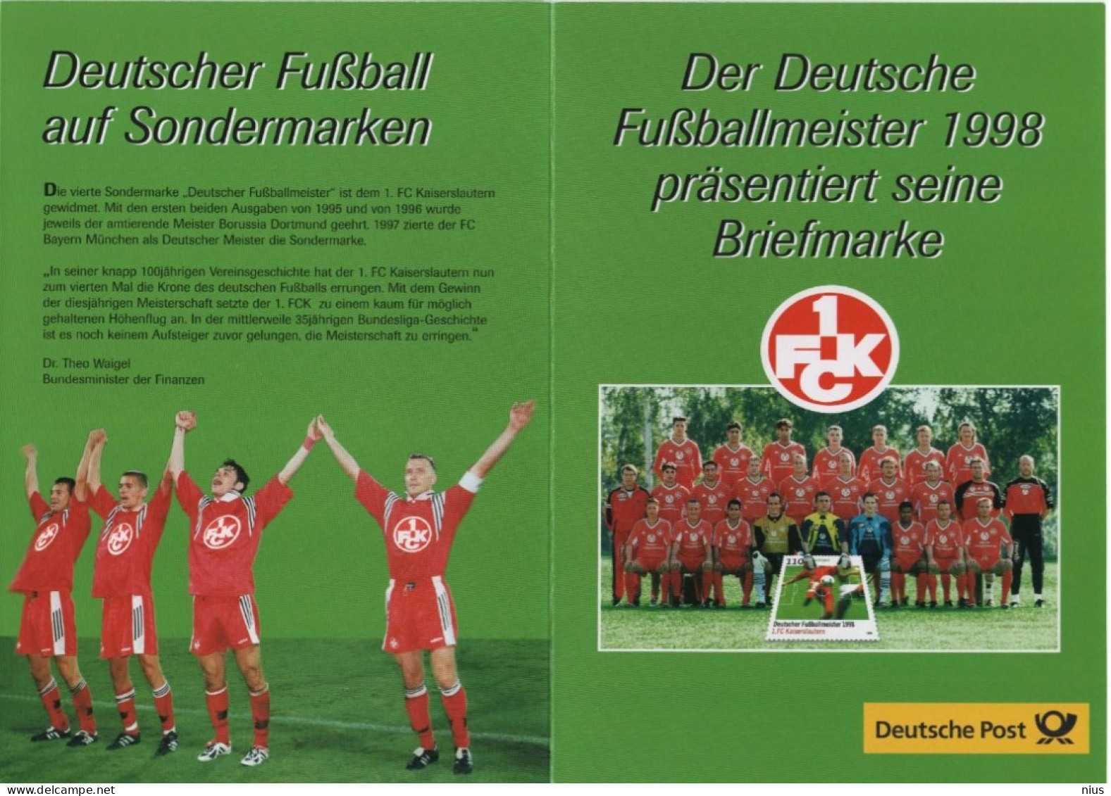 Germany Deutschland 1998 Fußball Football FC Kaiserslautern, Canceled In Bonn - 1991-2000