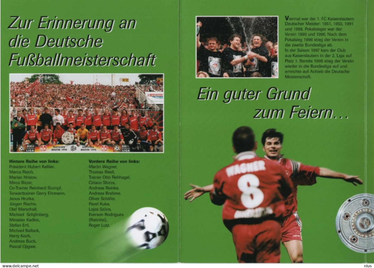 Germany Deutschland 1998 Fußball Football FC Kaiserslautern, Canceled In Bonn - 1991-2000