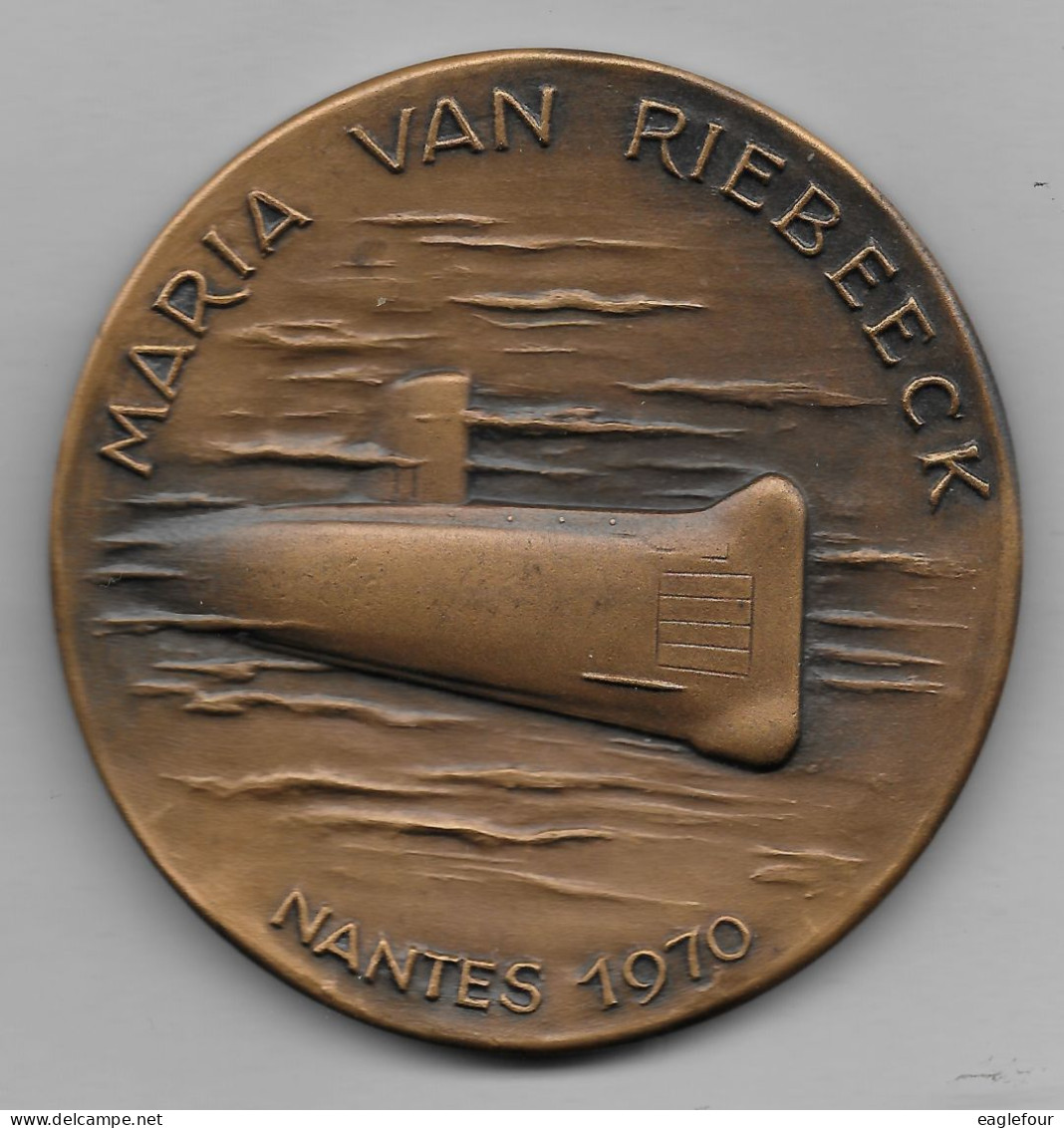 Superbe Médaille De Bronze Commémorative Du Sous-marin Maria Van Riebeeck 75mm Poids 165 G - Graveur G. GUIRAUD - Frankreich