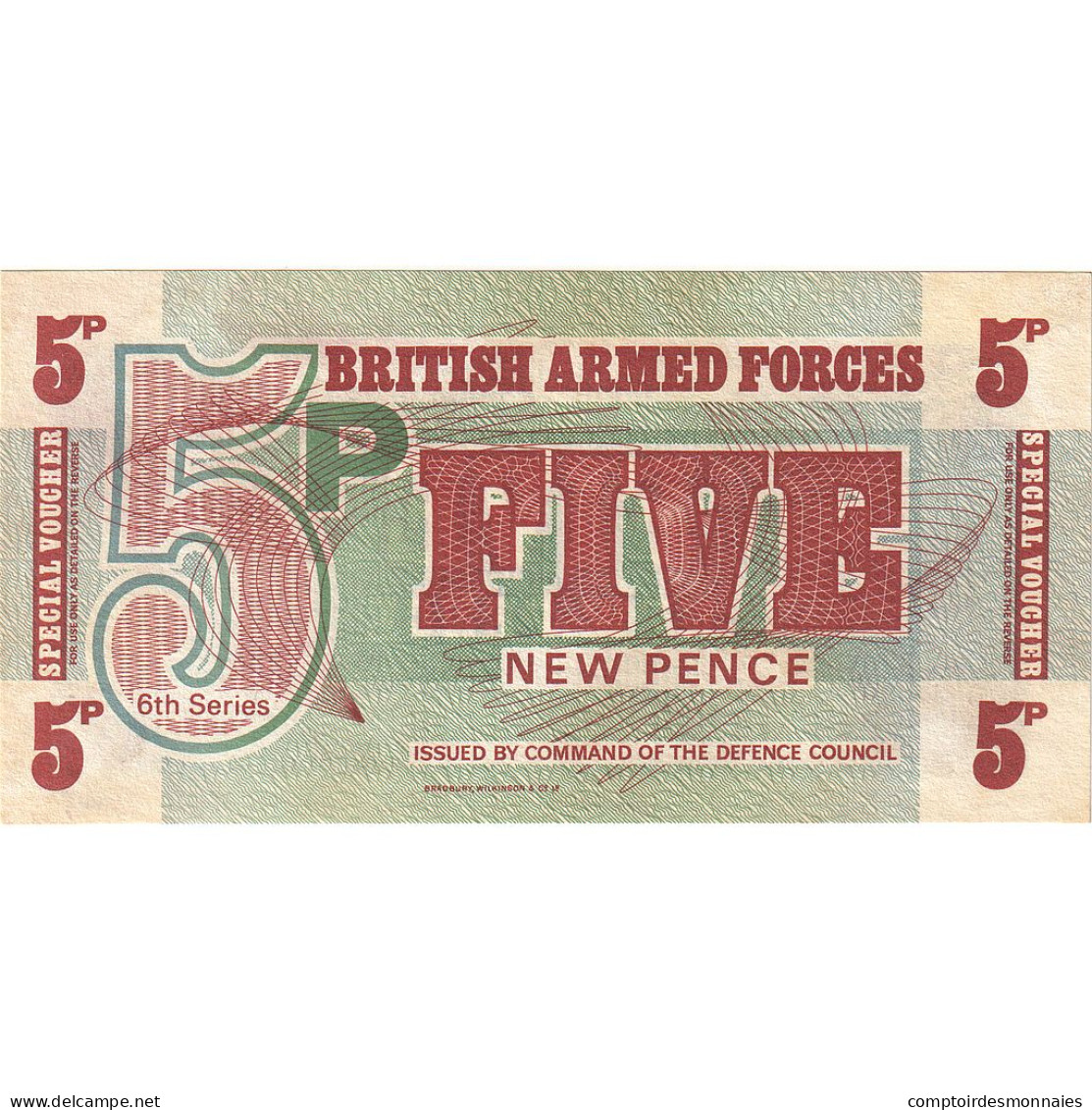 Billet, Grande-Bretagne, 5 New Pence, KM:M44a, NEUF - British Armed Forces & Special Vouchers