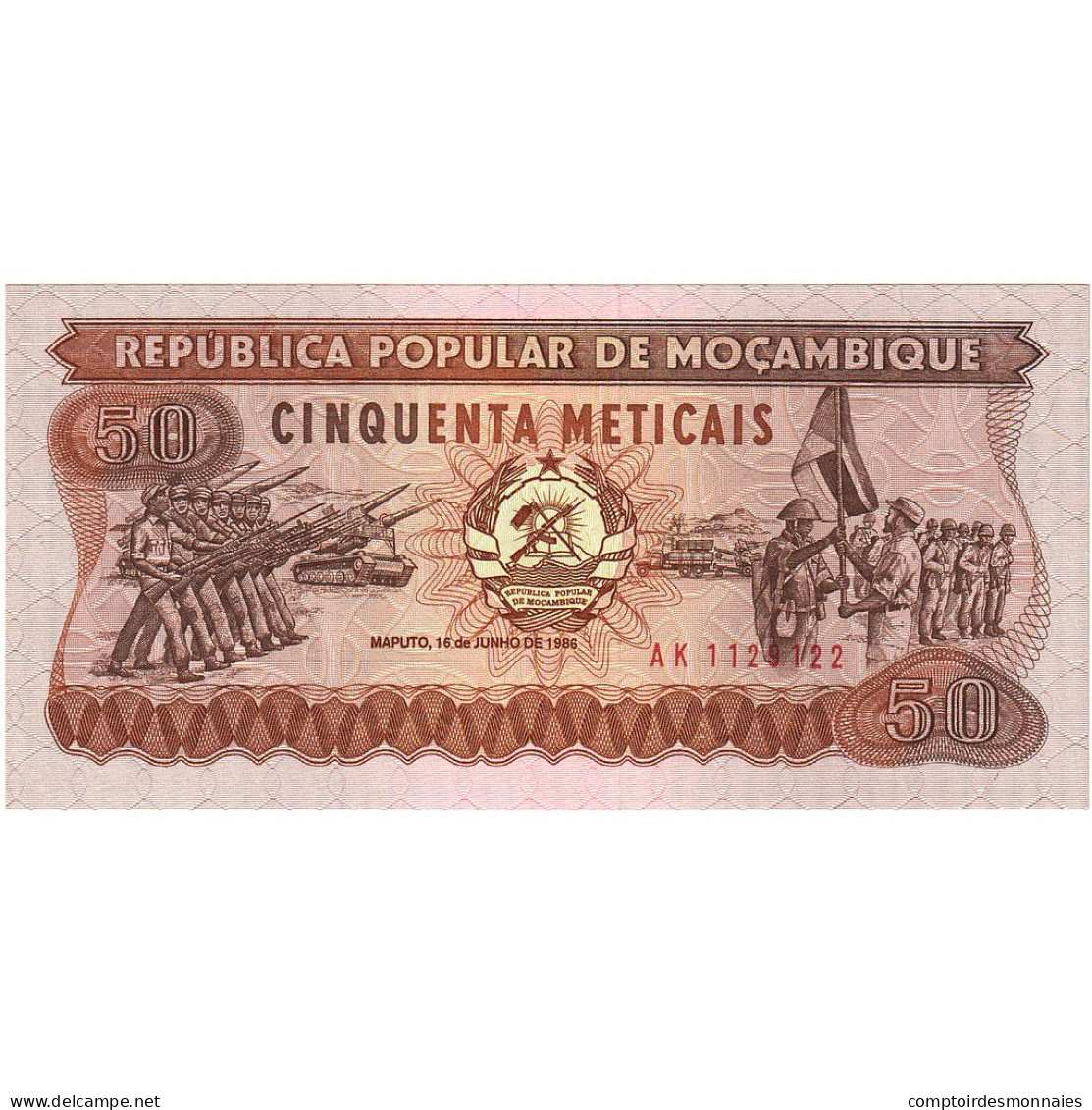 Billet, Mozambique, 50 Meticais, 1986-06-16, KM:129b, NEUF - Moçambique