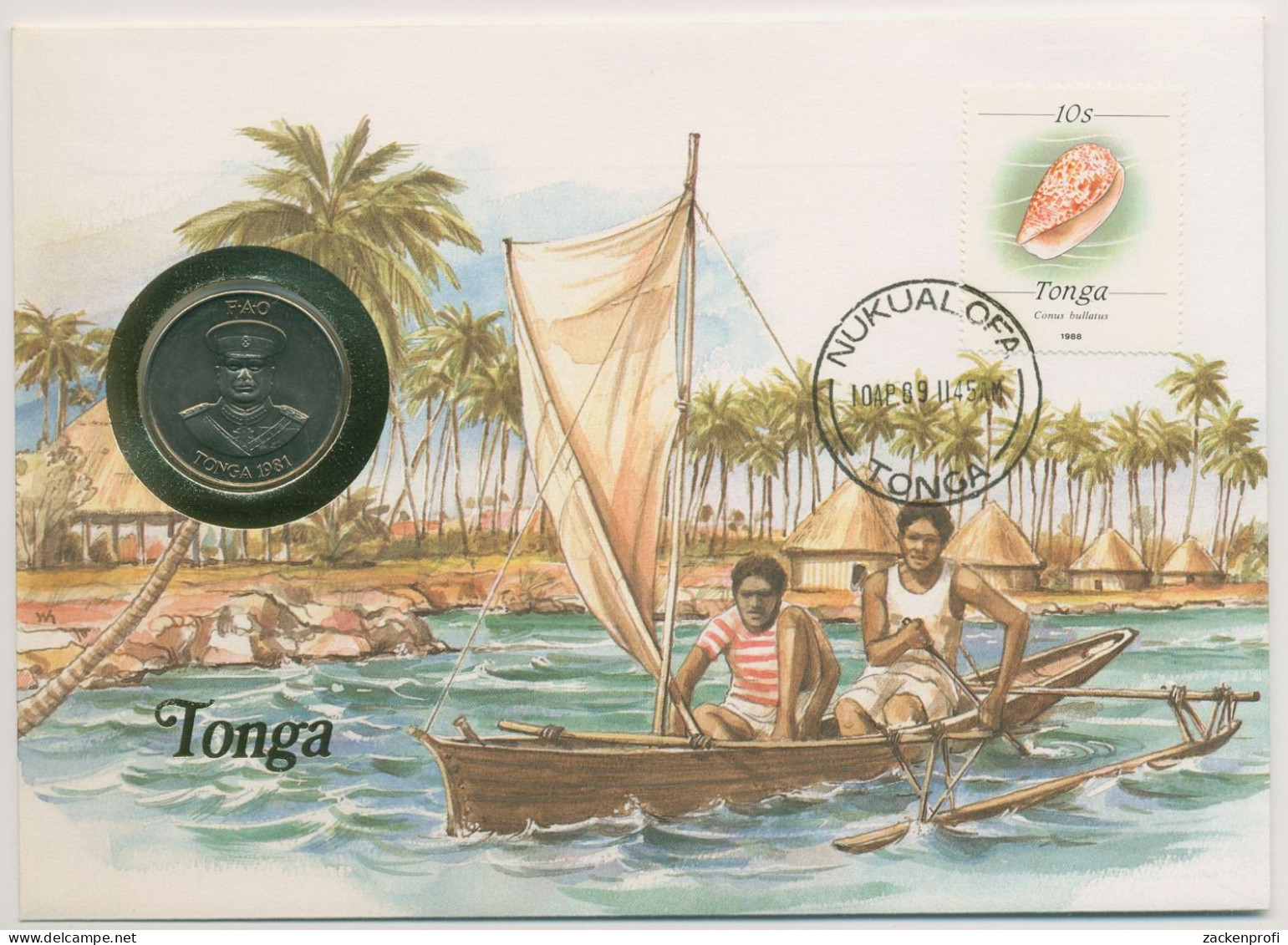 Tonga 1989 Küste Boot Numisbrief 20 Seniti (N407) - Tonga