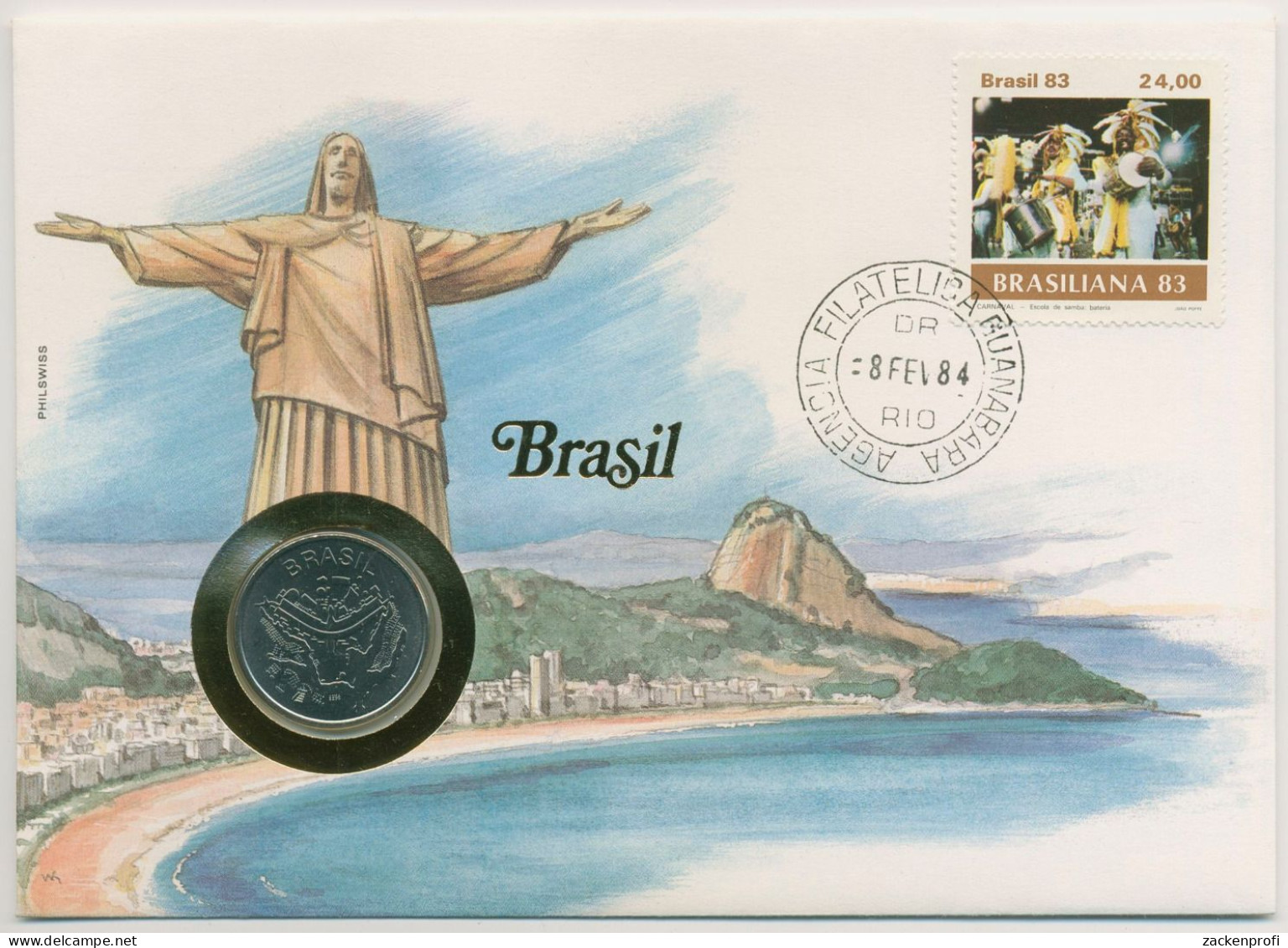 Brasilien 1984 Christusstatue Numisbrief 50 Cruzeiros (N465) - Brésil