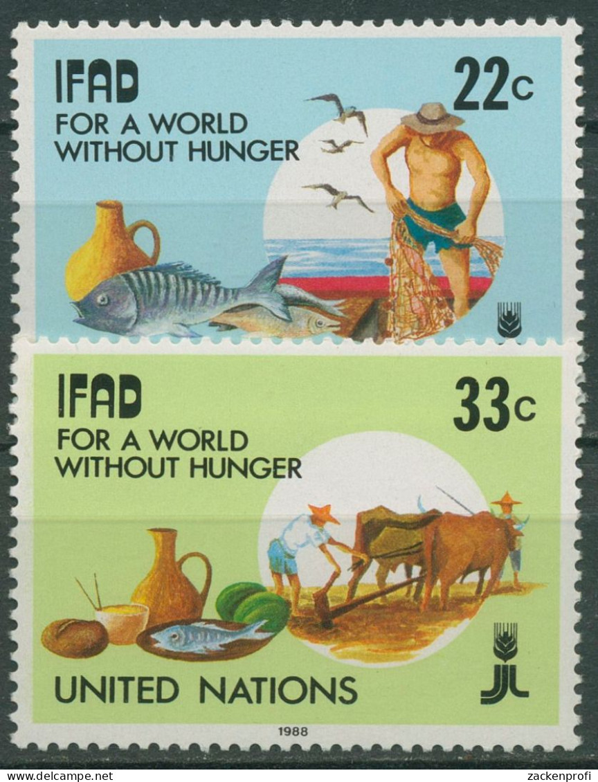 UNO New York 1988 Fonds Für Landwirtschaft Fische Pflug 544/45 Postfrisch - Unused Stamps