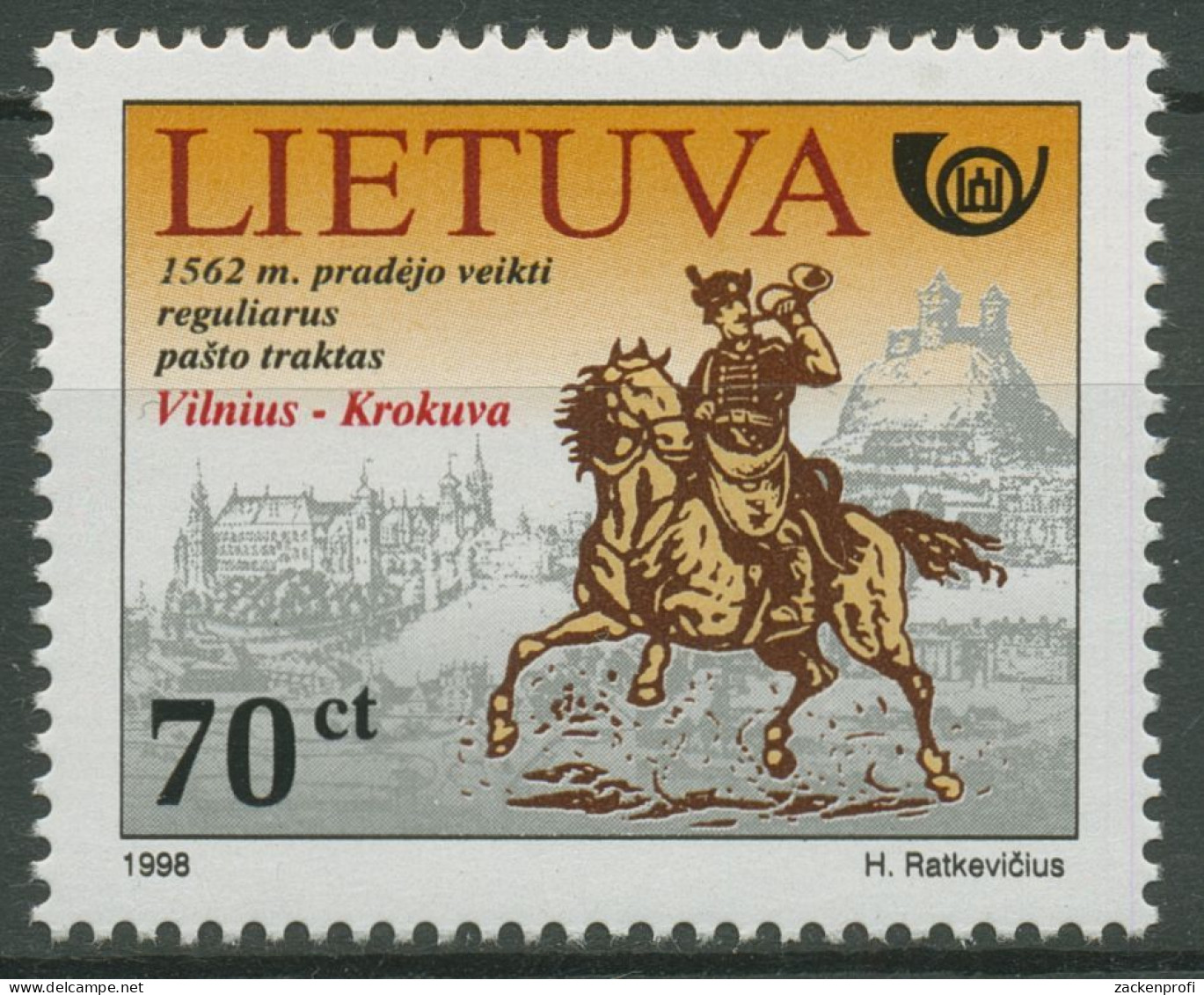 Litauen 1998 Litauische Post Postreiter 676 Postfrisch - Litauen