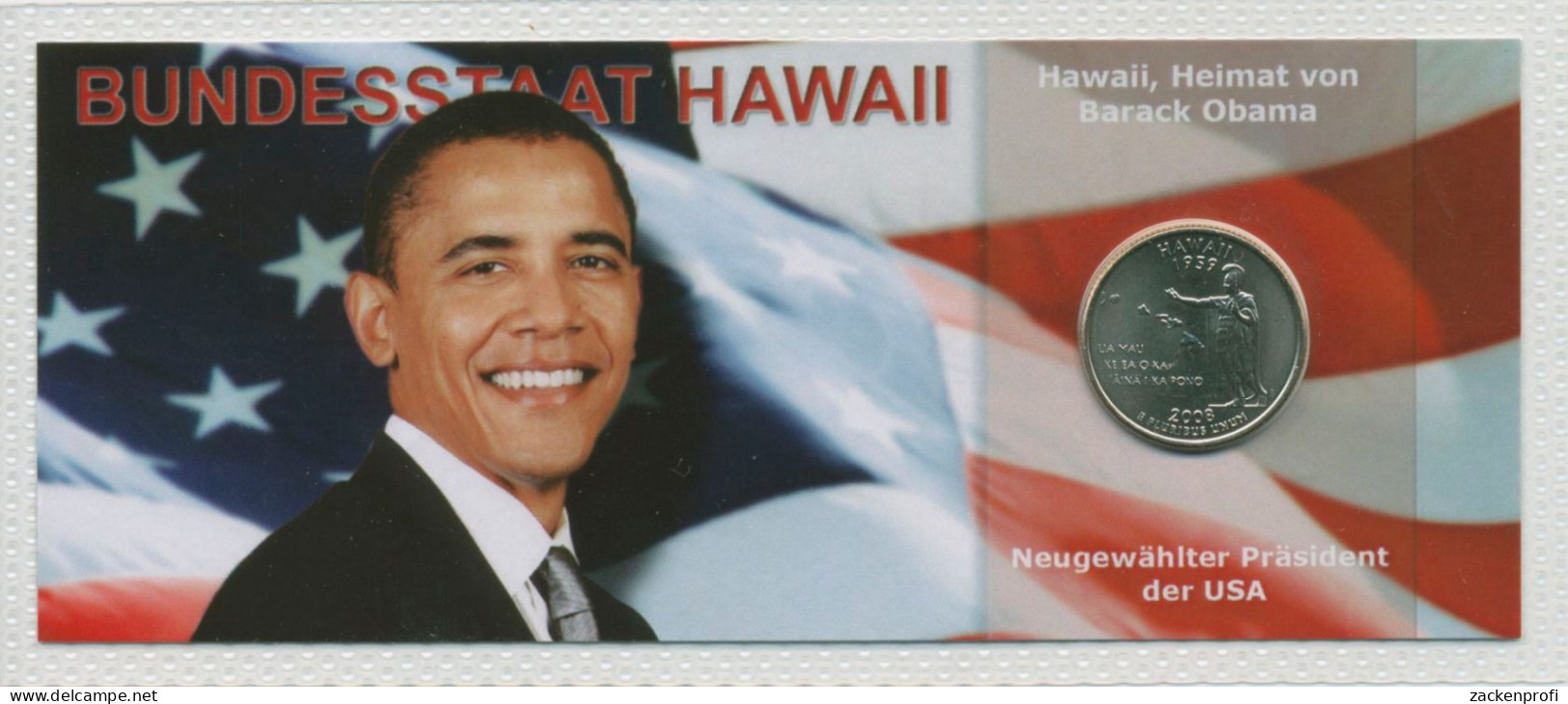 USA 1/4 Dollar 2008 Hawaii, Präsident Obama, KM 425, St, Im Blister (m5732) - Gedenkmünzen