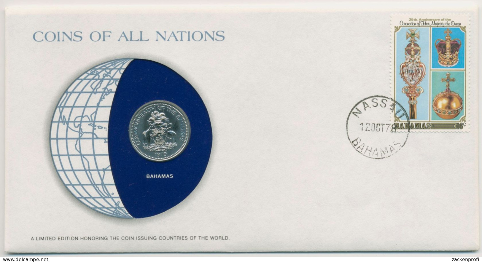 Bahamas 1978 Weltkugel Numisbrief 25 Cent (N309) - Bahama's