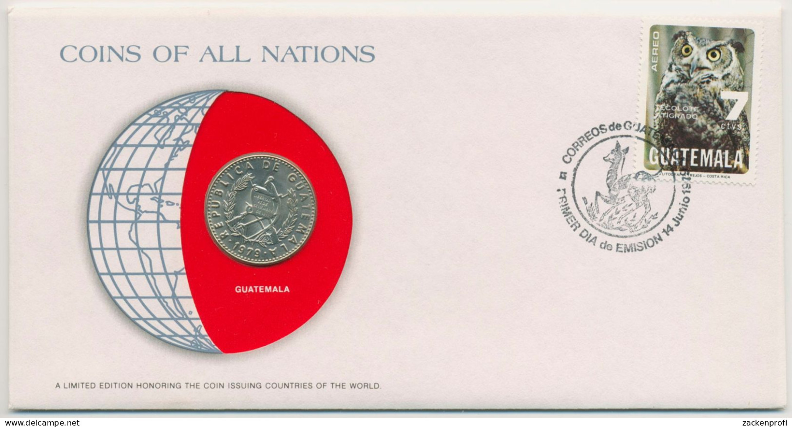 Guatemala 1979 Weltkugel Numisbrief 25 Cent (N321) - Guatemala