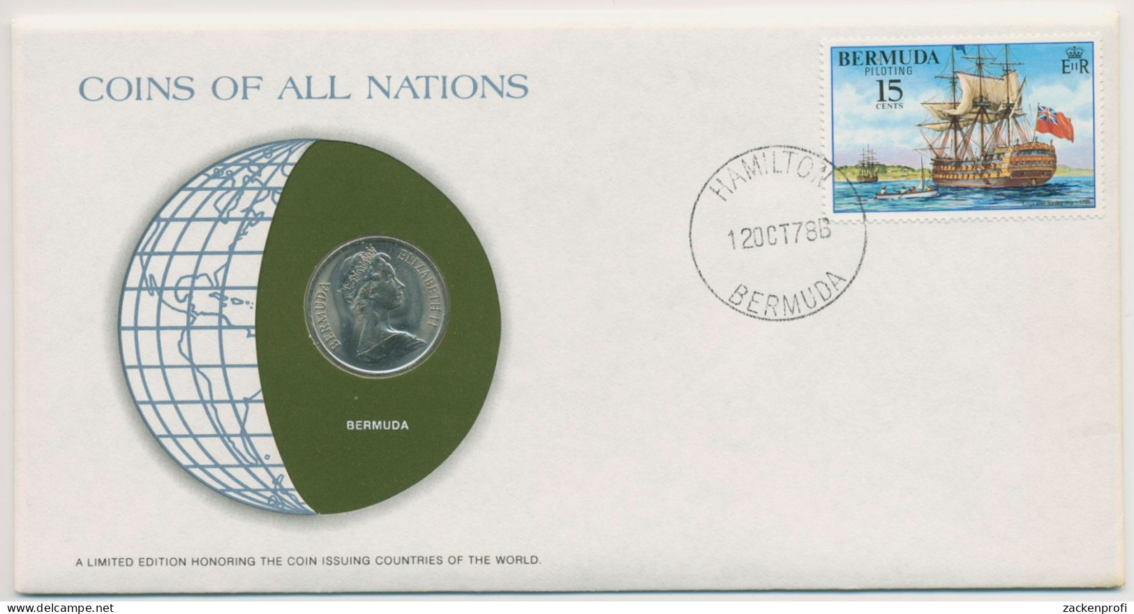 Bermuda 1978 Weltkugel Numisbrief 25 Cent (N415) - Bermudes
