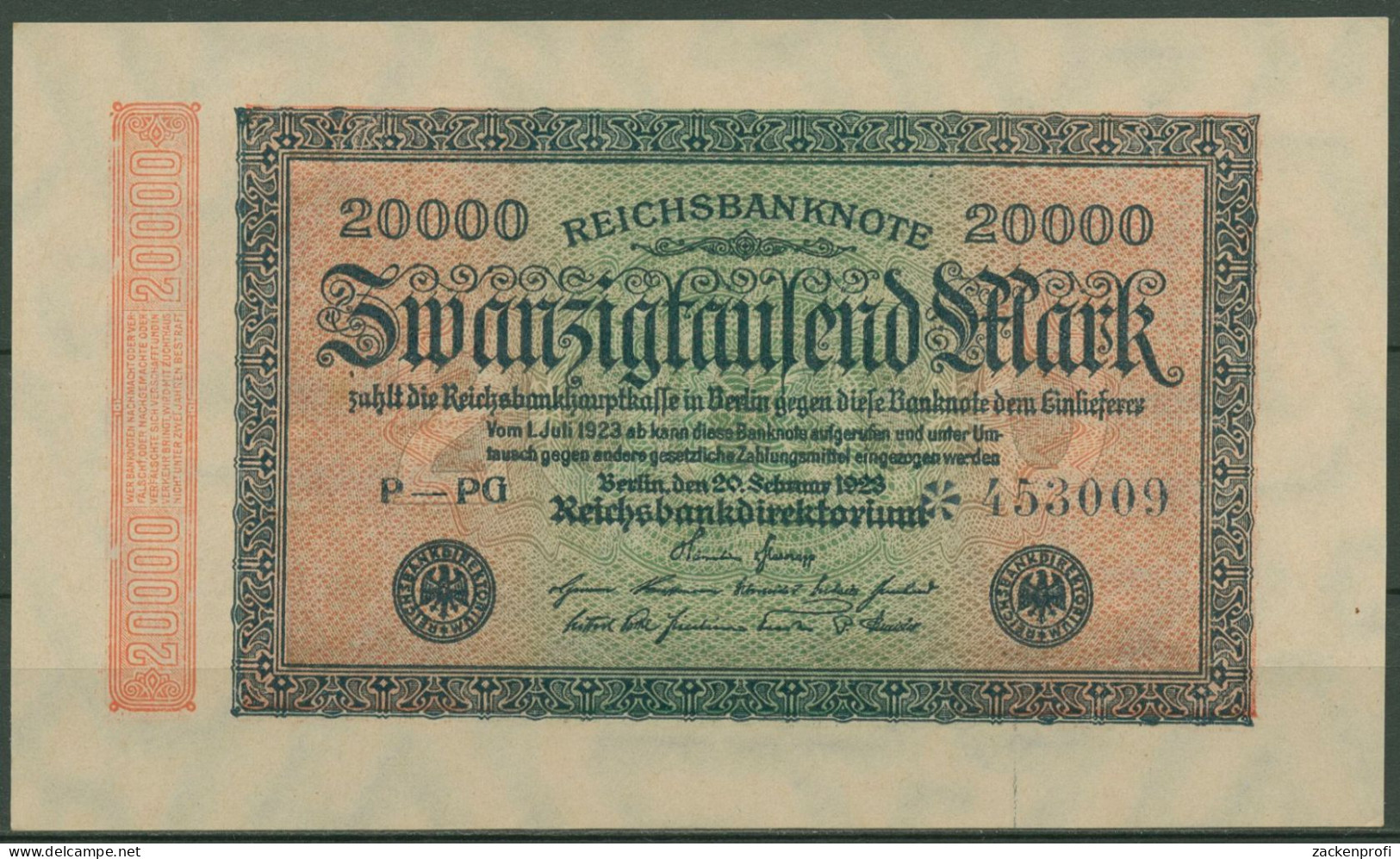 Dt. Reich 20000 Mark 1923, DEU-95i FZ PG, Fast Kassenfrisch (K1379) - 20.000 Mark