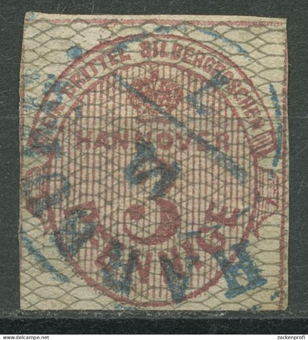 Hannover 1856 Wertschild Wappen 3 Pfg. , 8 B Gestempelt, Angeschnitten - Hannover