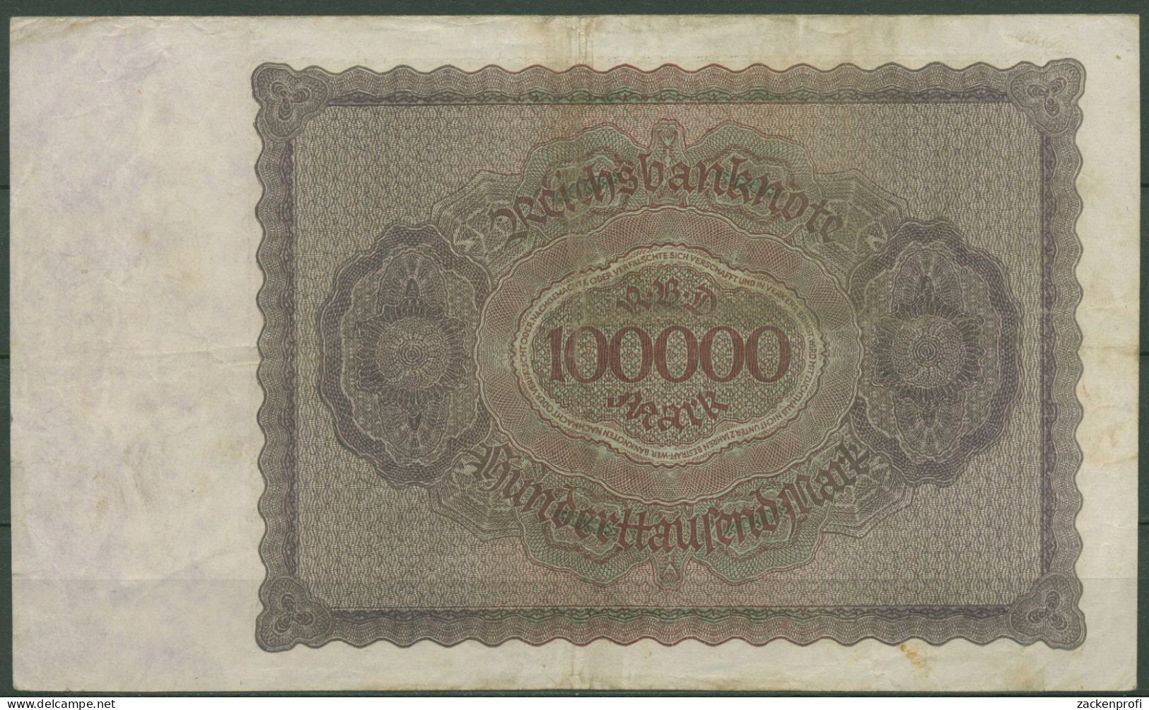 Dt. Reich 100000 Mark 1923, DEU-93a Serie Q, Gebraucht (K1386) - 100.000 Mark