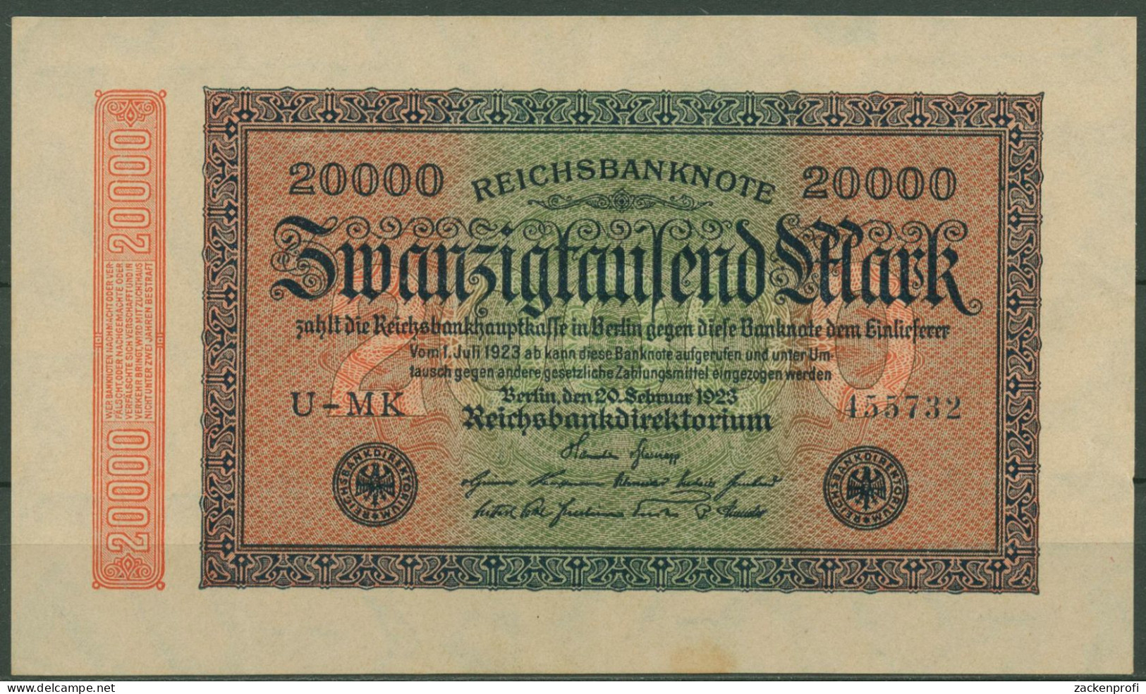 Dt. Reich 20000 Mark 1923, DEU-95i FZ MK, Leicht Gebraucht (K1367) - 20000 Mark