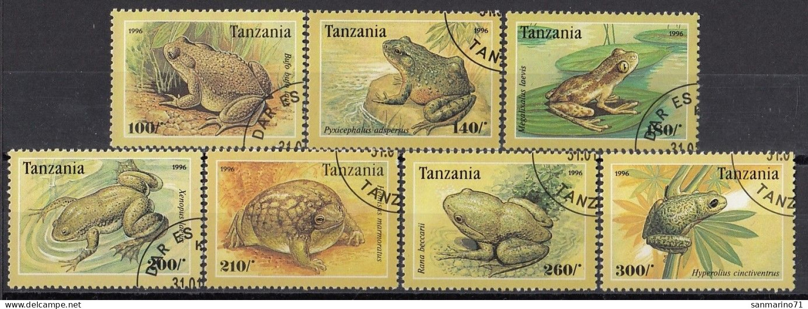 TANZANIA 2264-2270,used,frogs - Tanzania (1964-...)