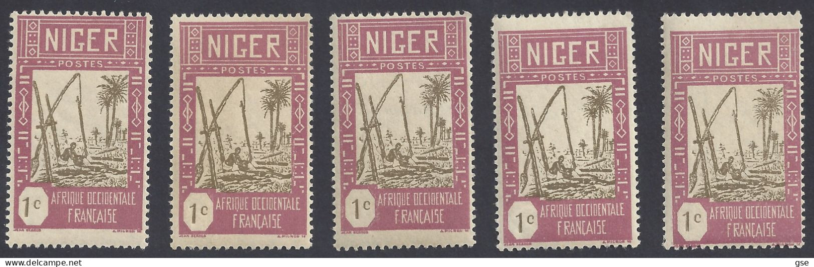 NIGER 1908 - Yvert 61** (x5) - Serie Corrente | - Unused Stamps
