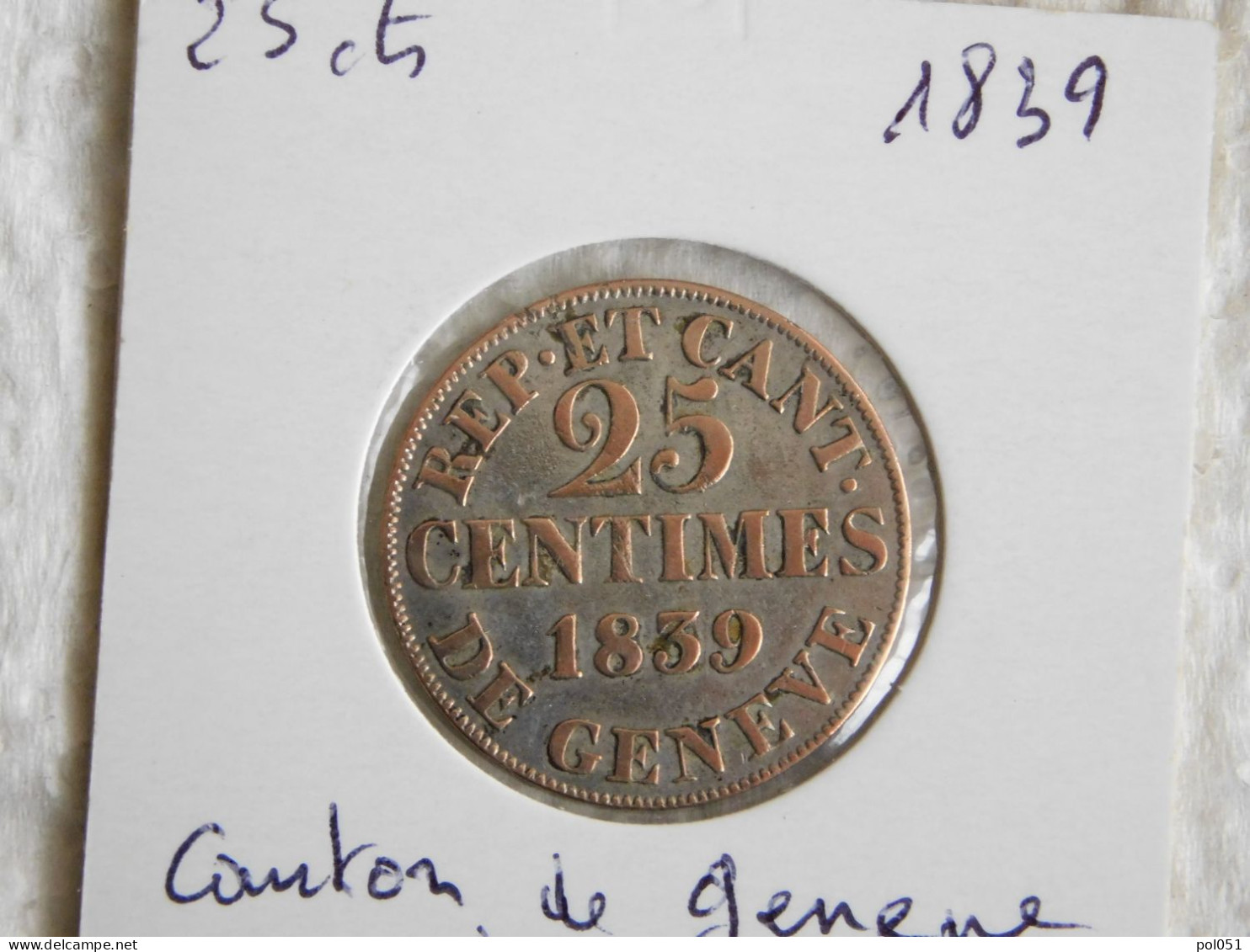Suisse 25 Centimes	1839 Canton De Geneve (1257) - Monnaies Cantonales
