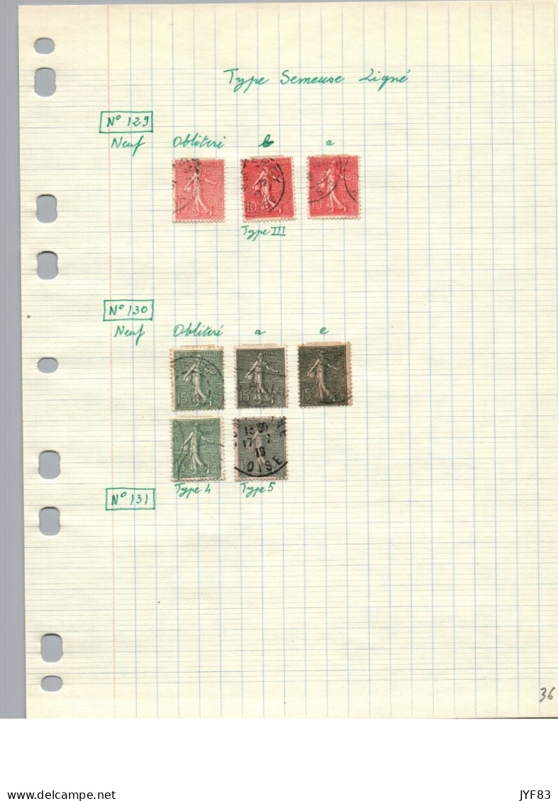 Différent Es Variétés: Type De Semeuse Ligné Oblitérés YT N°129 130 132 202 205 & 224(surchargé) - Usati