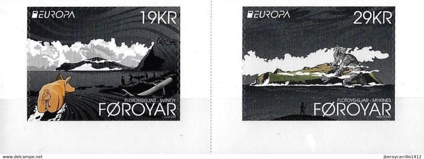 FEROE ISLANDS /FAROE /FÄRÖER /FØROYAR /FÉROÉ  -EUROPA 2022-"STORIES  And MYTHS".-SERIE De 2 V. AUTO-ADHESIVOS -TIPO C- H - 2022