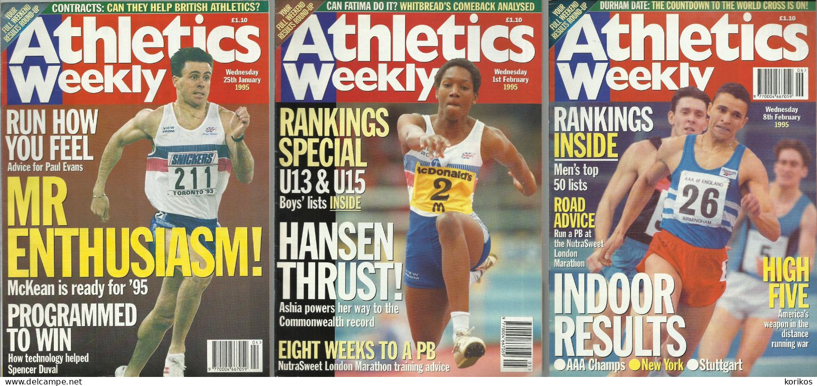 ATHLETICS WEEKLY 1995 MAGAZINE SET – LOT OF 45 OUT OF 52 – TRACK AND FIELD - 1950-Hoy