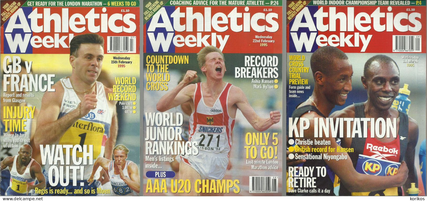 ATHLETICS WEEKLY 1995 MAGAZINE SET – LOT OF 45 OUT OF 52 – TRACK AND FIELD - 1950-Hoy