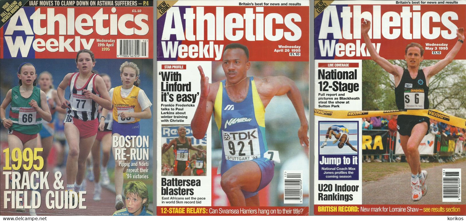 ATHLETICS WEEKLY 1995 MAGAZINE SET – LOT OF 45 OUT OF 52 – TRACK AND FIELD