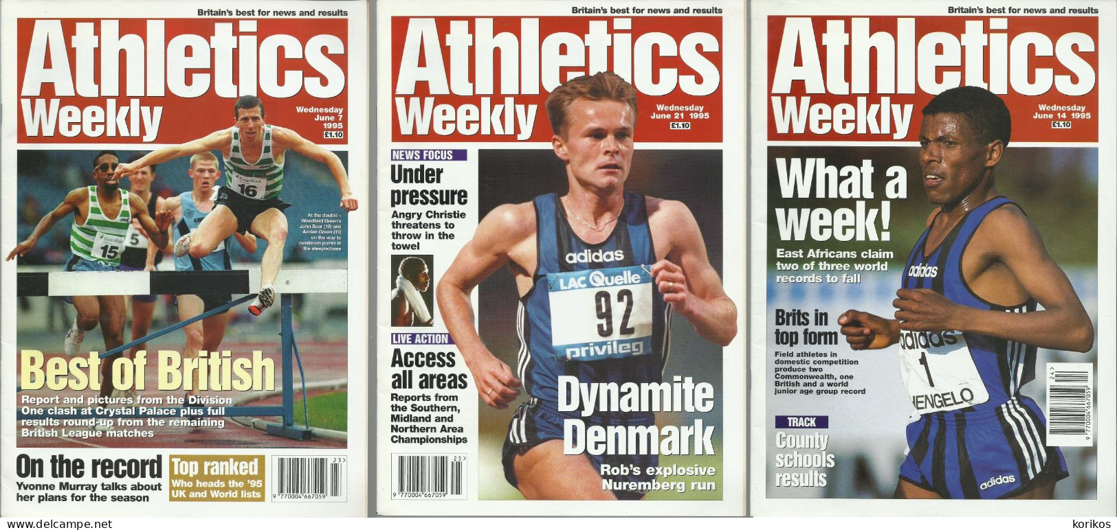 ATHLETICS WEEKLY 1995 MAGAZINE SET – LOT OF 45 OUT OF 52 – TRACK AND FIELD