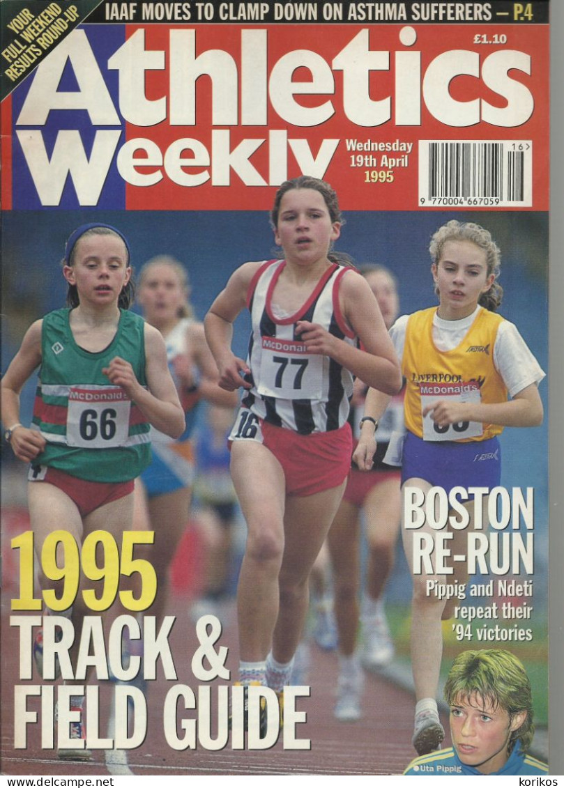 ATHLETICS WEEKLY 1995 MAGAZINE SET – LOT OF 45 OUT OF 52 – TRACK AND FIELD