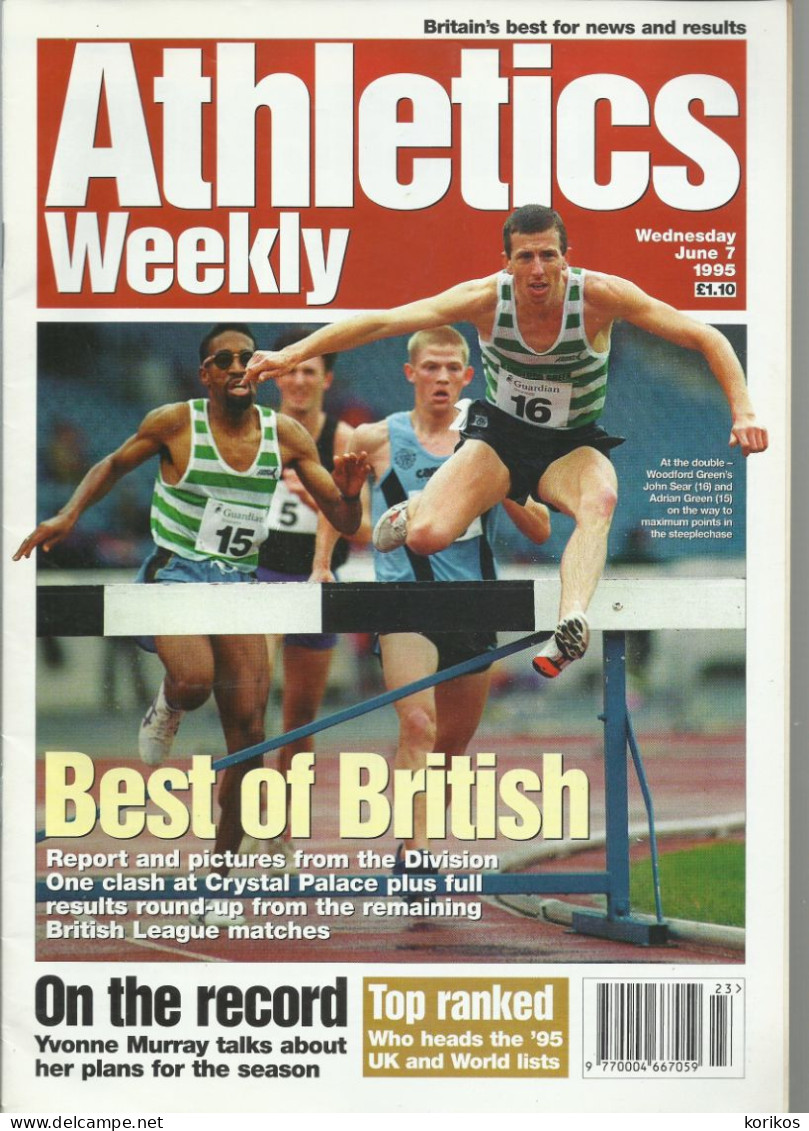 ATHLETICS WEEKLY 1995 MAGAZINE SET – LOT OF 45 OUT OF 52 – TRACK AND FIELD