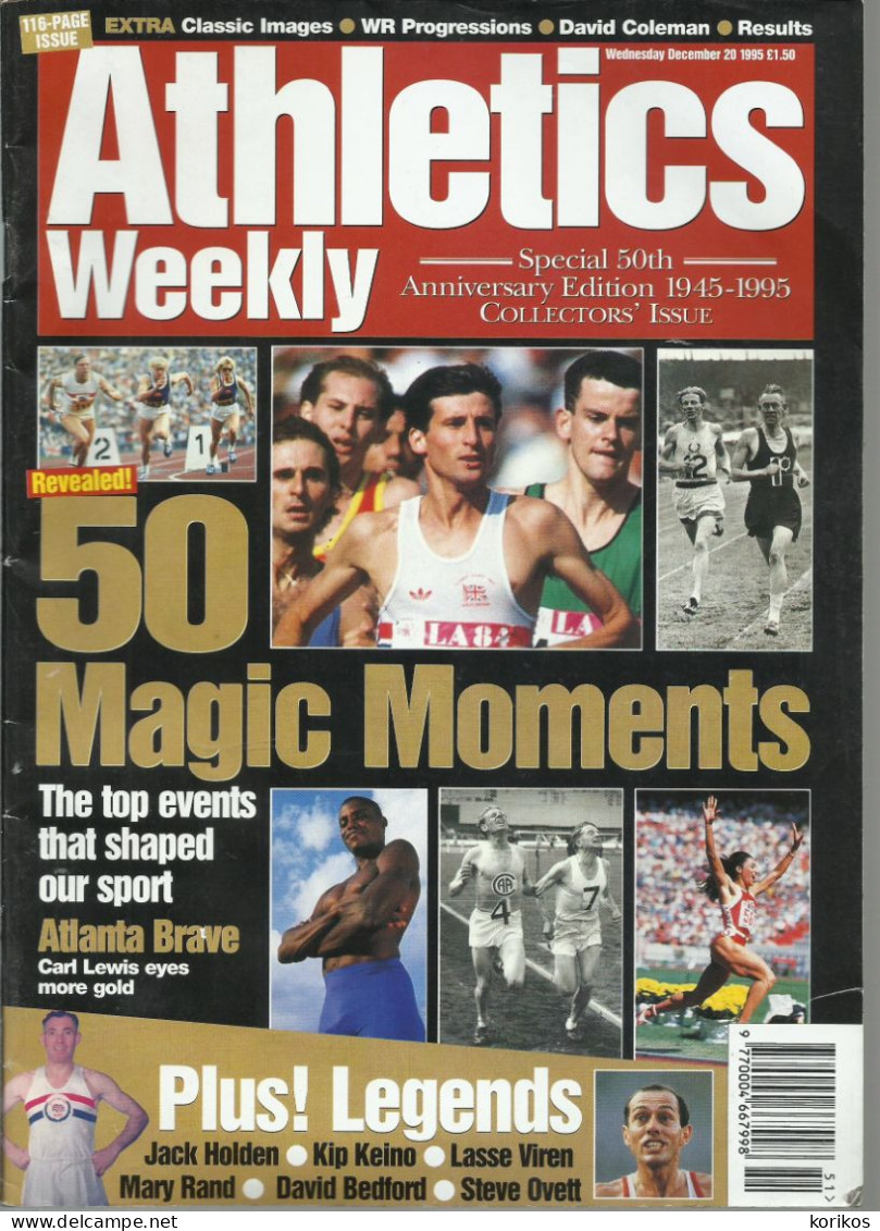 ATHLETICS WEEKLY 1995 MAGAZINE SET – LOT OF 45 OUT OF 52 – TRACK AND FIELD