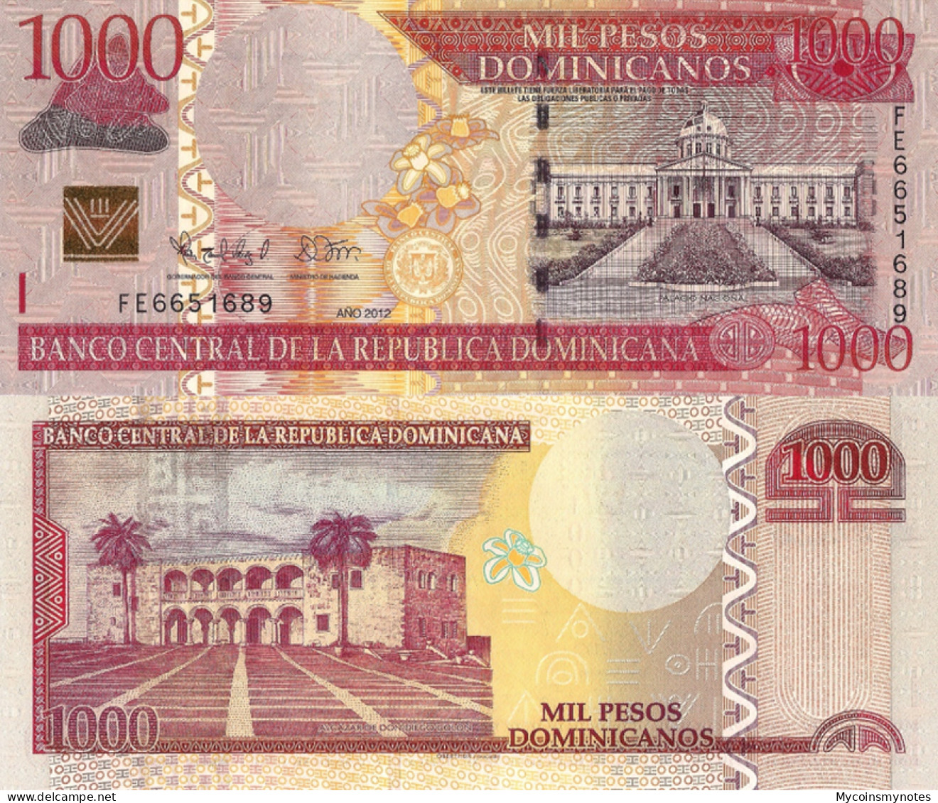 DOMINICAN REPUBLIC, 1000 Pesos, 2012, P187b, UNC - Dominicana