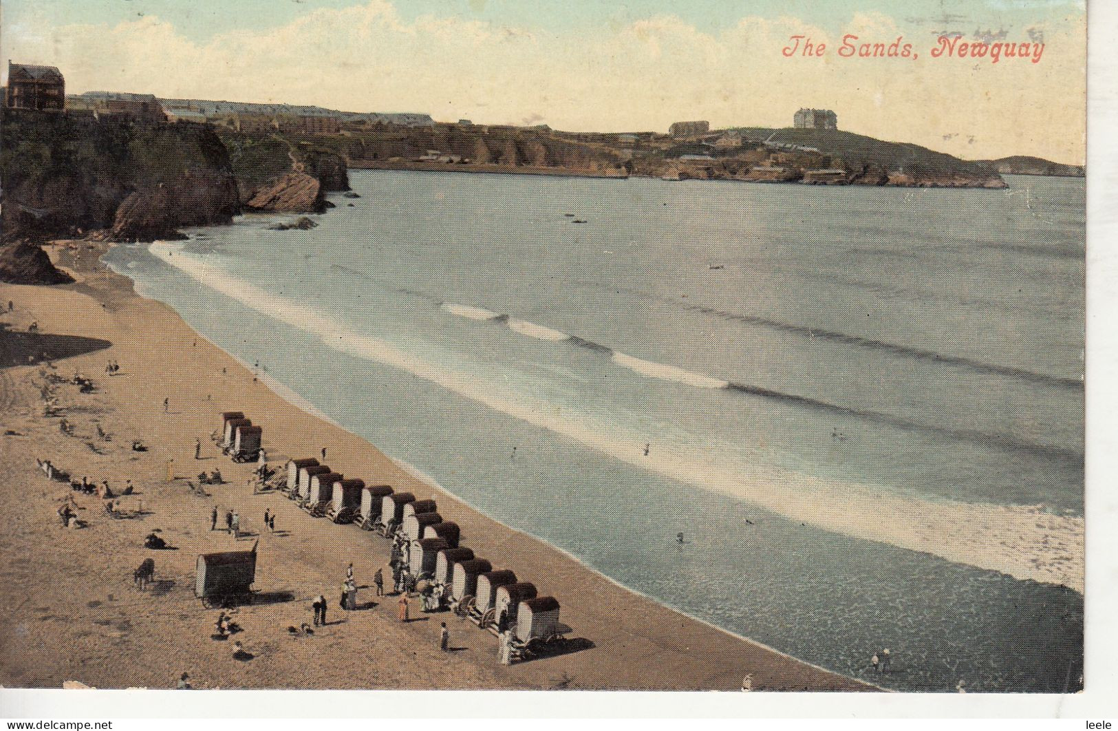 BX93.  Vintage Postcard. The Sands, Newquay. Cornwall. Portable Bathing Huts. - Newquay