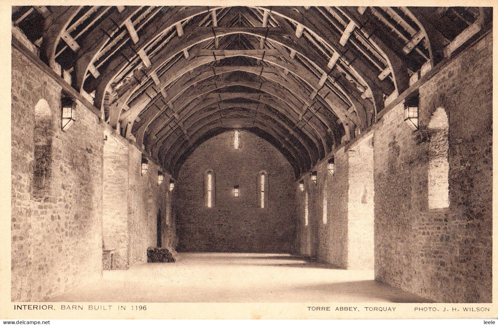 BX85. Vintage Postcard. Interior Of Torre Abbey Barn, Built 1196. Torquay,  Devon - Torquay