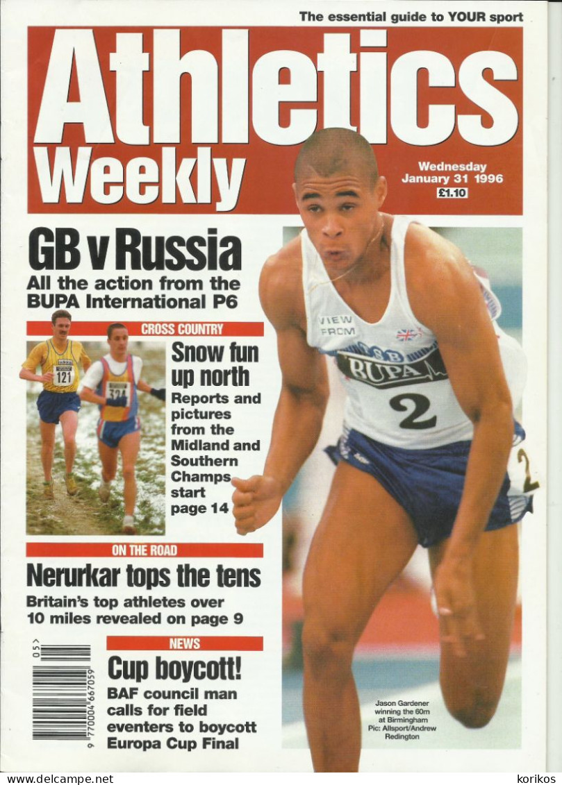 ATHLETICS WEEKLY 1996 - BUNDLE MAGAZINE SET – LOT OF 34 OUT OF 53 - TRACK AND FIELD