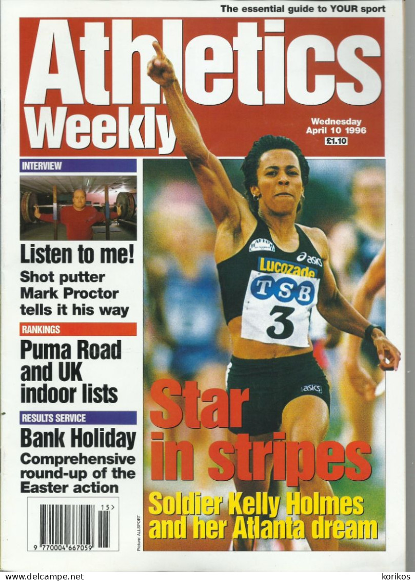 ATHLETICS WEEKLY 1996 - BUNDLE MAGAZINE SET – LOT OF 34 OUT OF 53 - TRACK AND FIELD